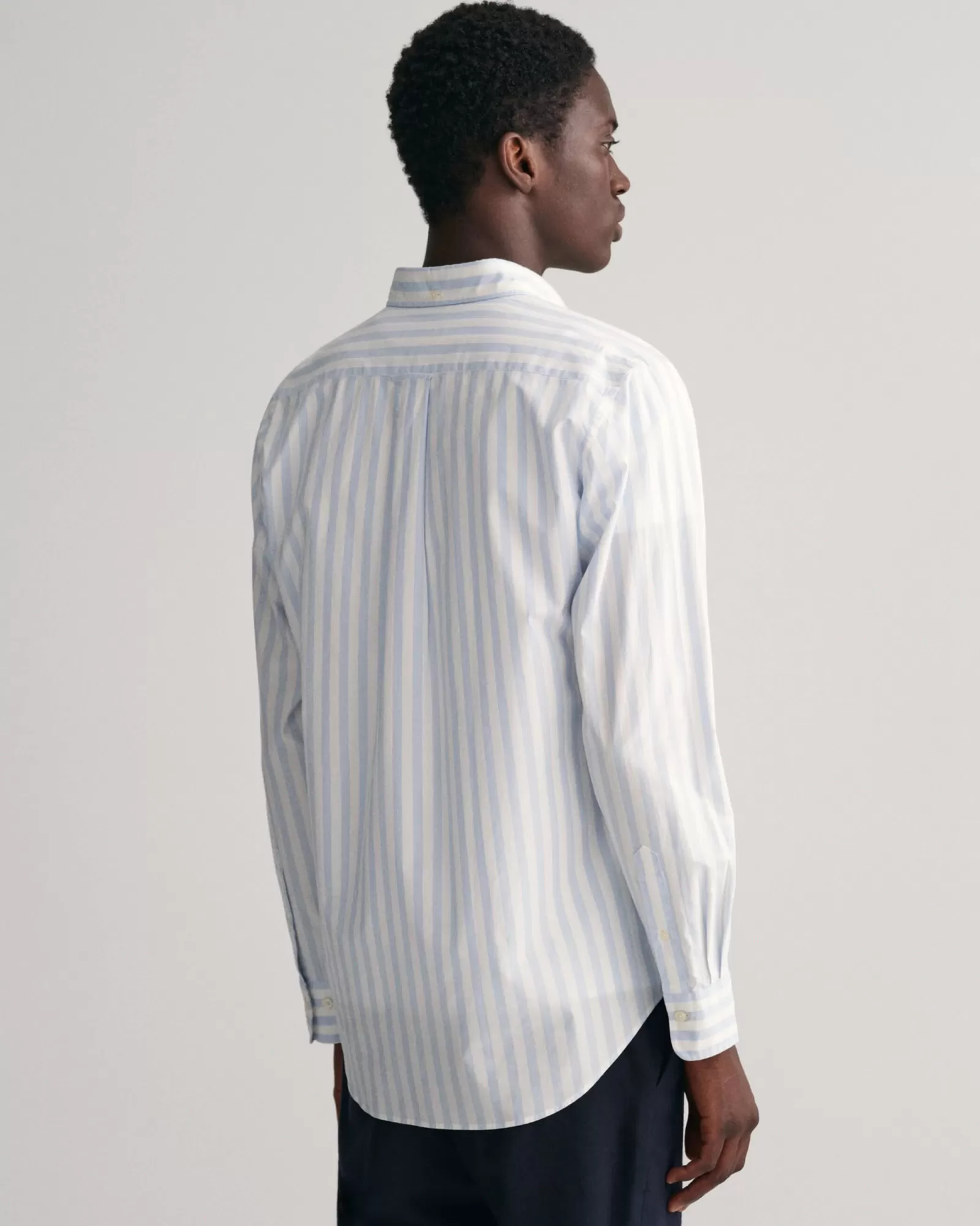 Men GANT Shirts*Regular Fit Striped Poplin Shirt MUTED BLUE