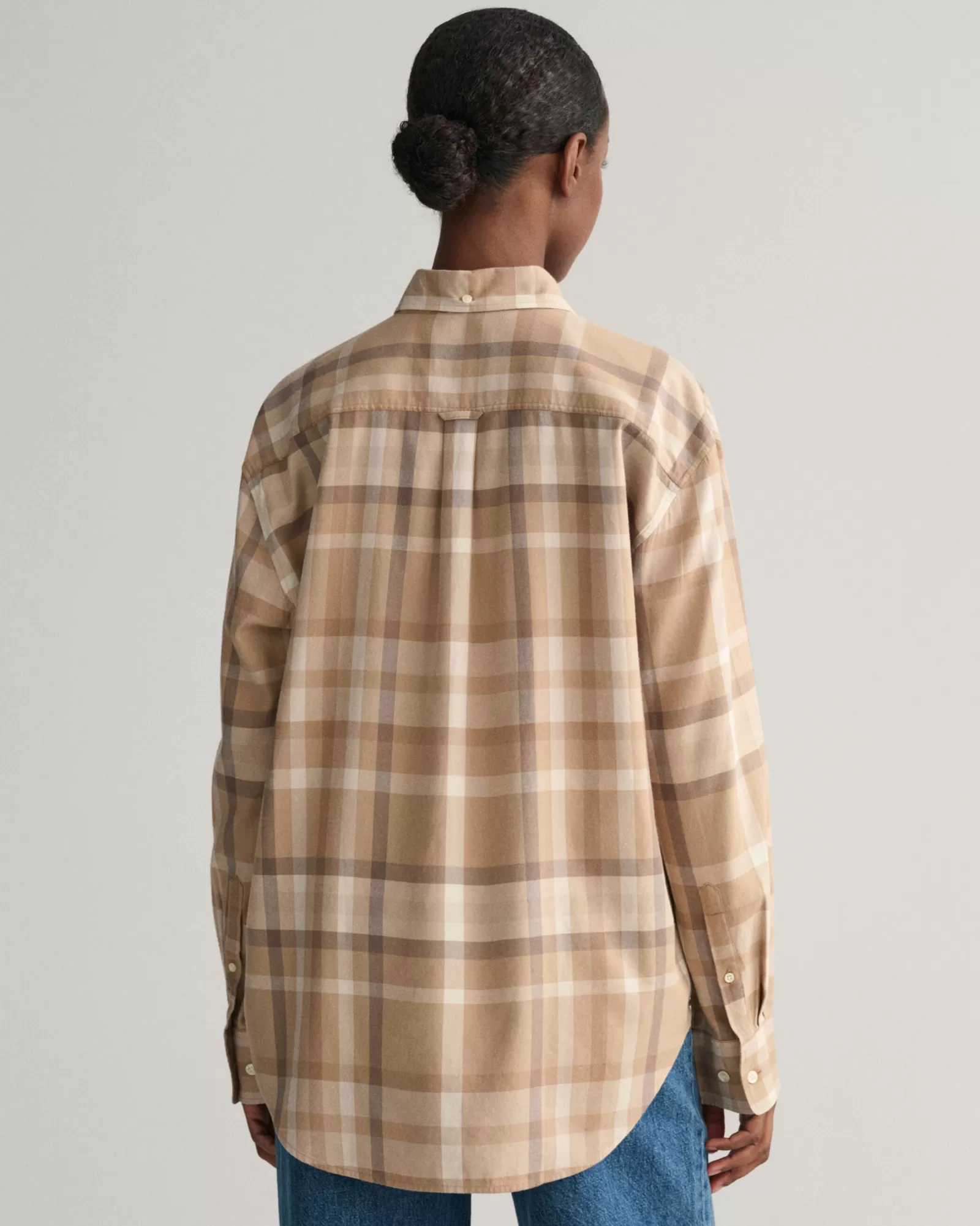 Women GANT Shirts*Relaxed Fit Checked Flannel Shirt DARK KHAKI