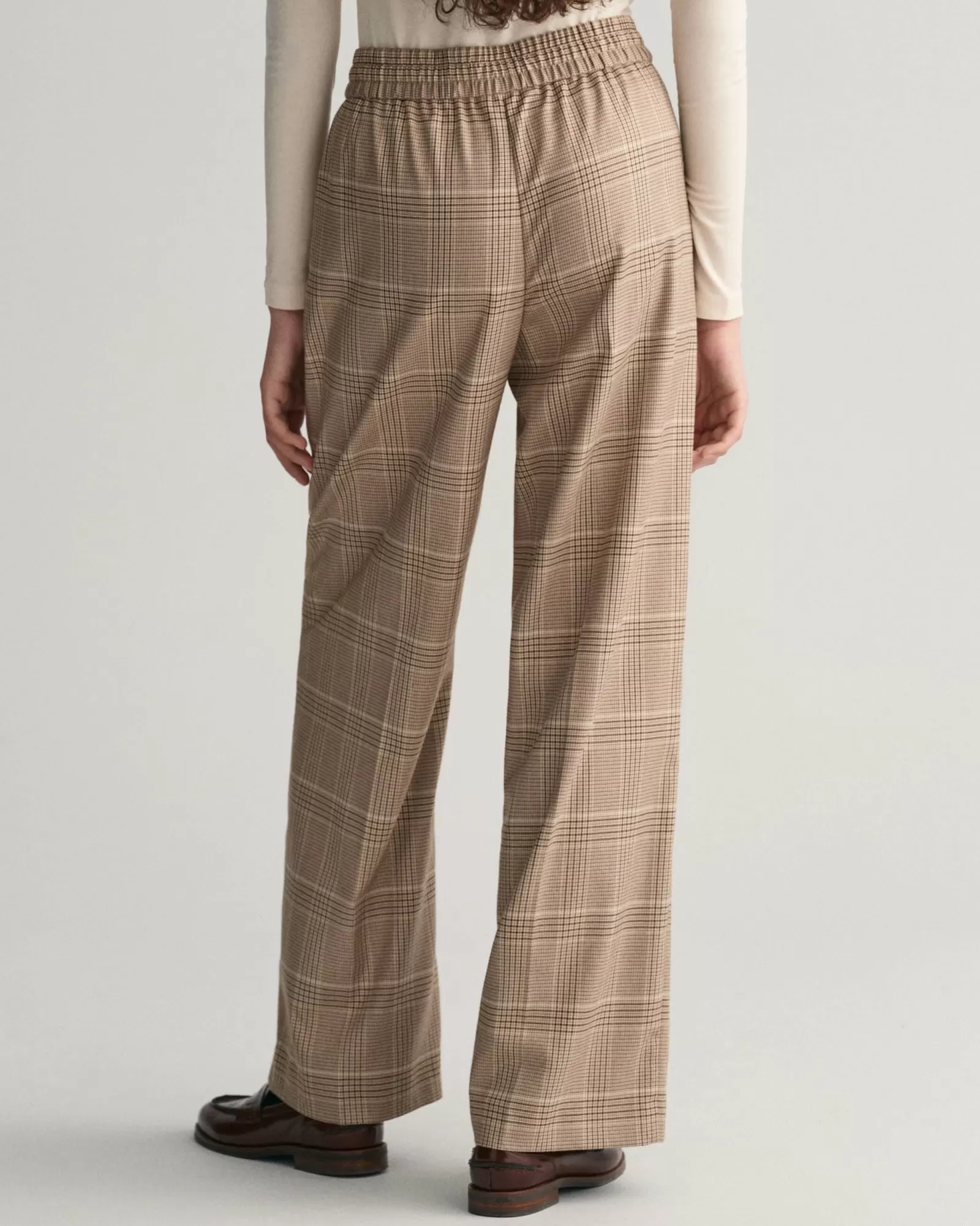 Women GANT Pants*Relaxed Fit Checked Pull-On Pants SOFT OAT