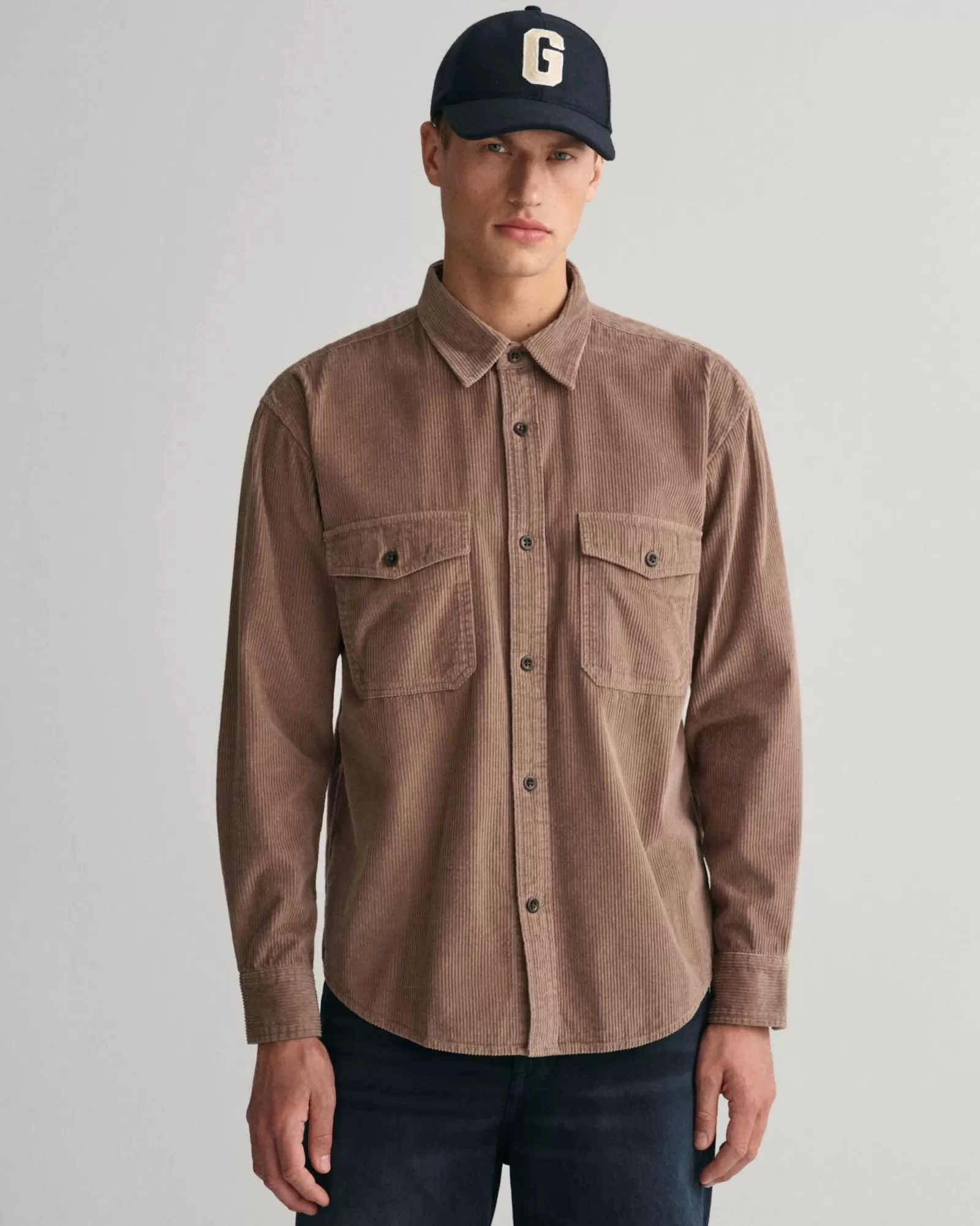 Men GANT Shirts*Relaxed Fit Corduroy Shirt DESERT BROWN