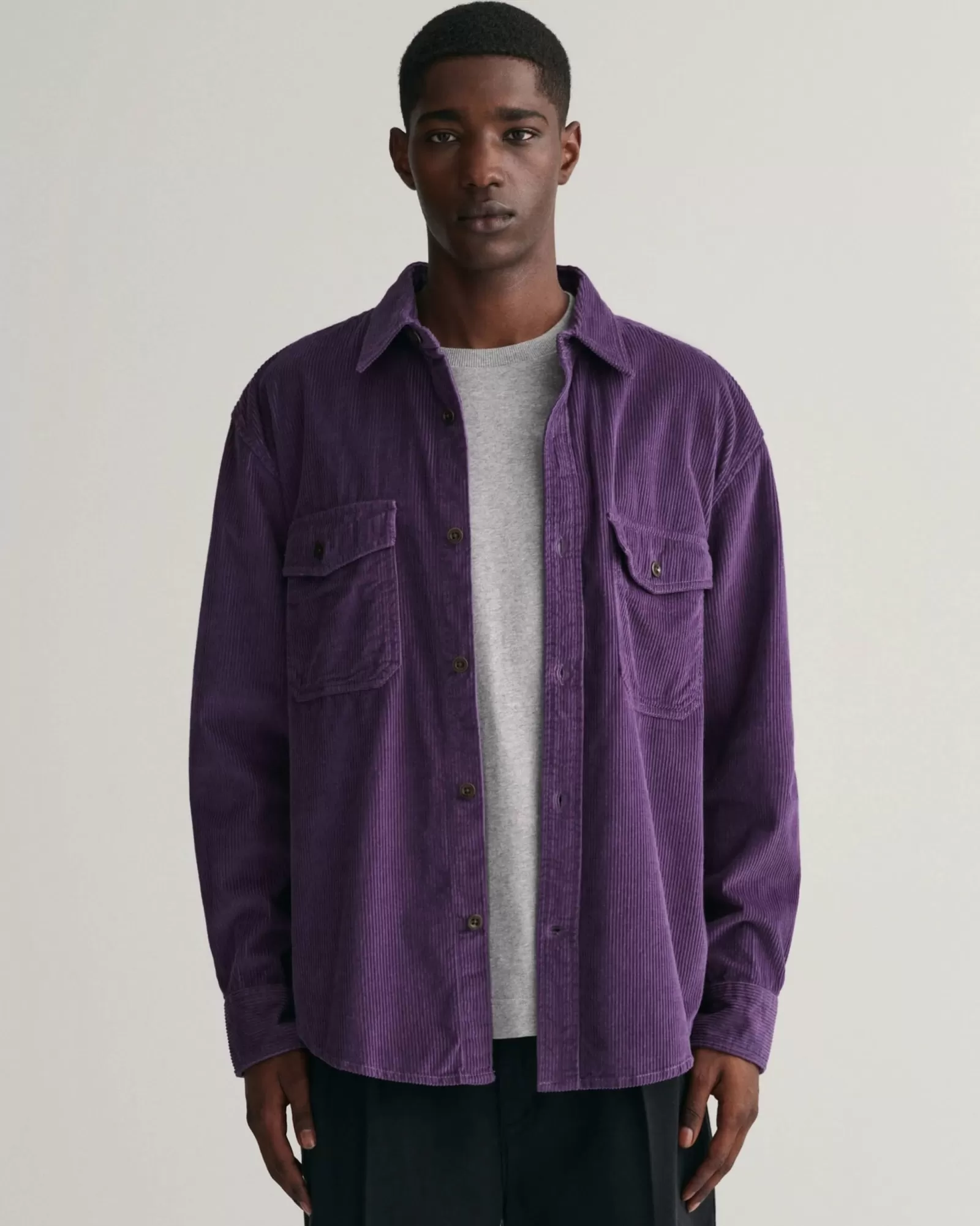 Men GANT Shirts*Relaxed Fit Corduroy Shirt PURPLE ROSE