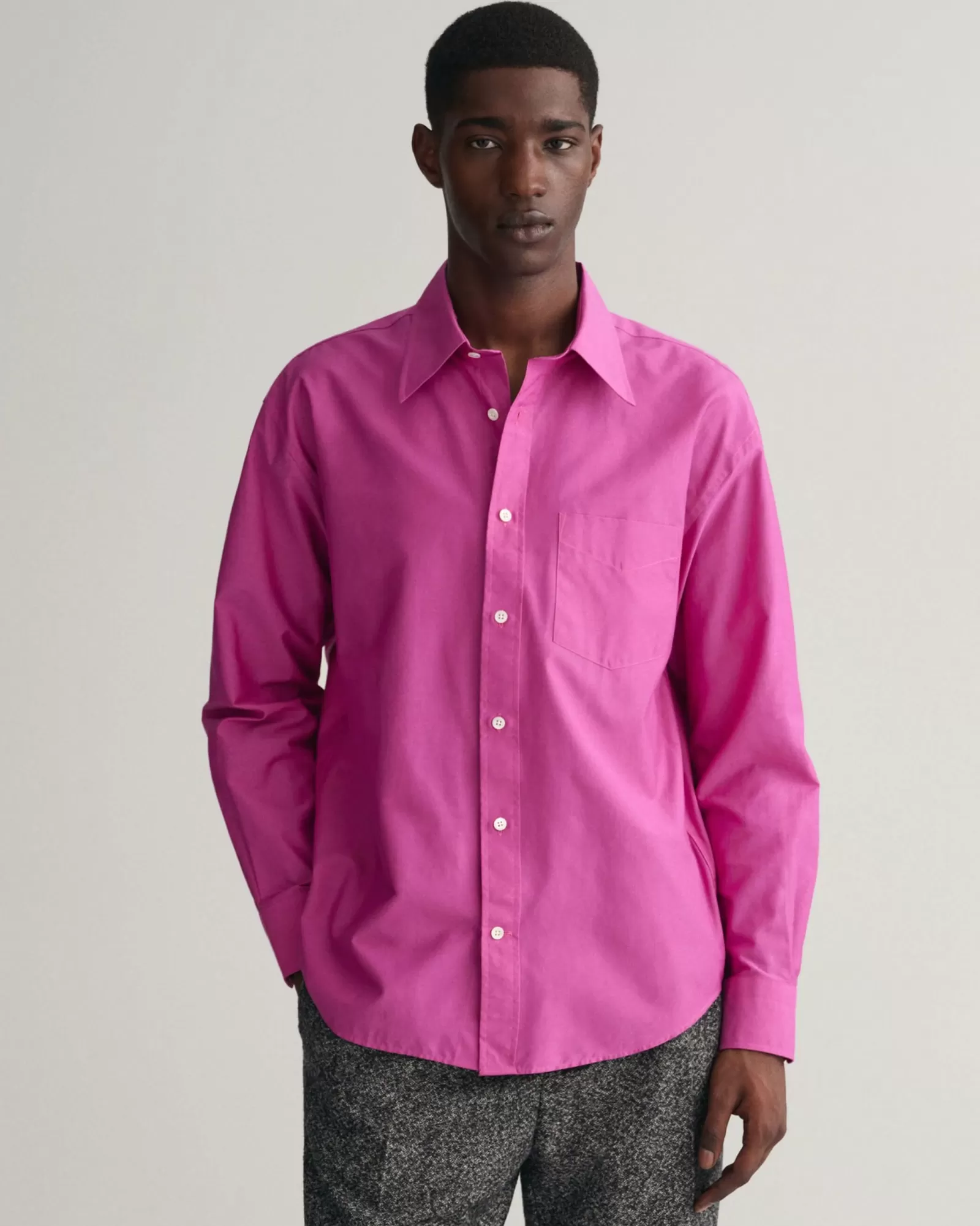 Men GANT Shirts*Relaxed Fit Cotton Silk Shirt BARLEY PINK