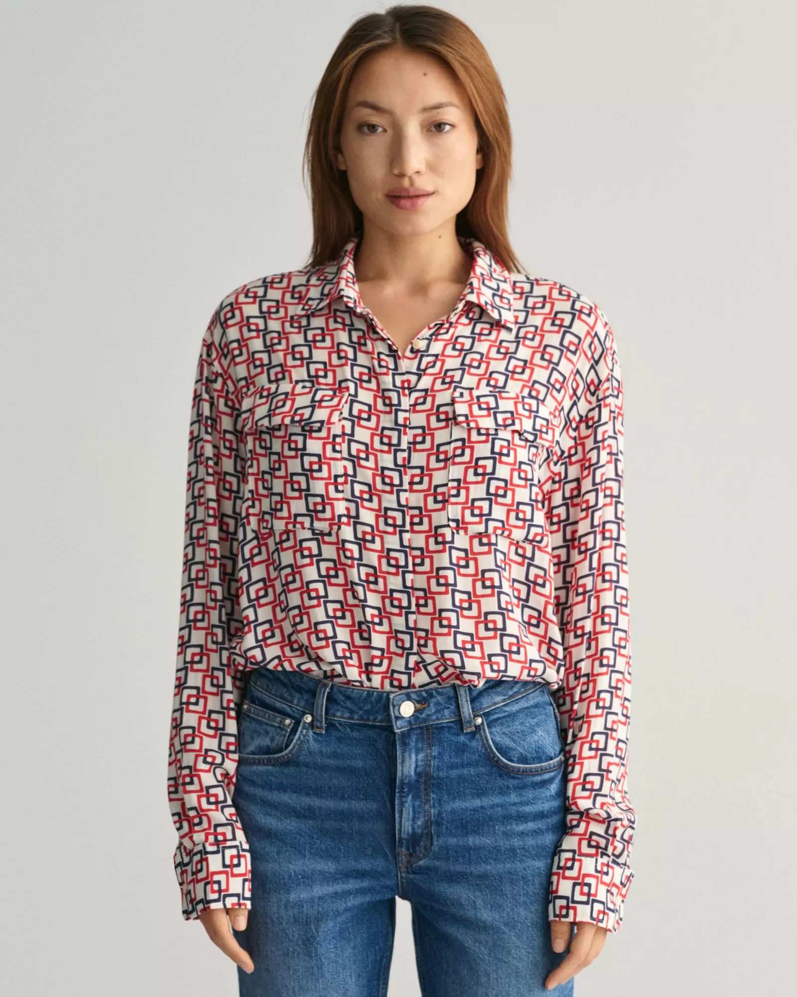 Women GANT Shirts*Relaxed Fit Geometric Print Shirt CREAM