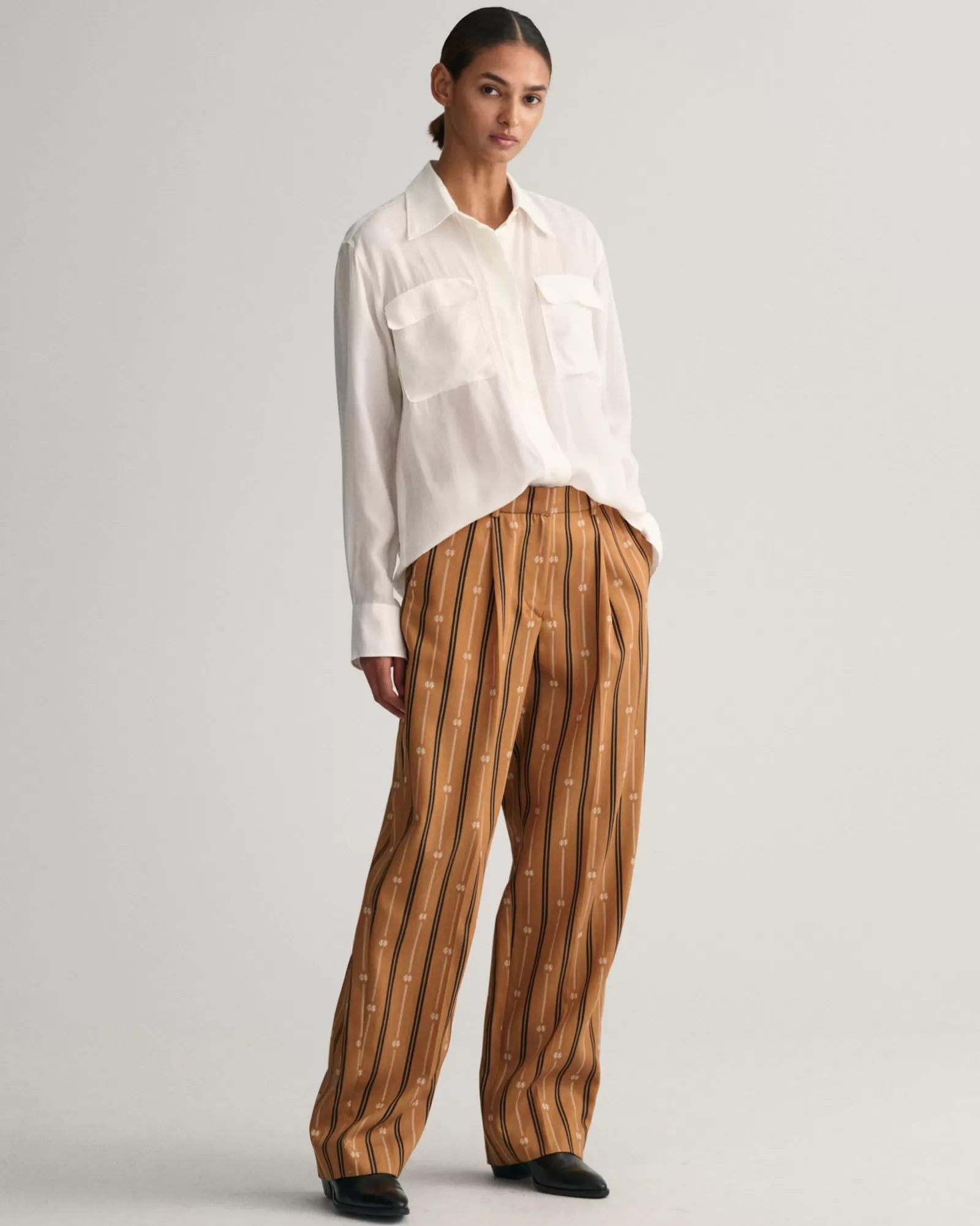 Women GANT Pants*Relaxed Fit Monogram Striped Pants CINNAMON BROWN