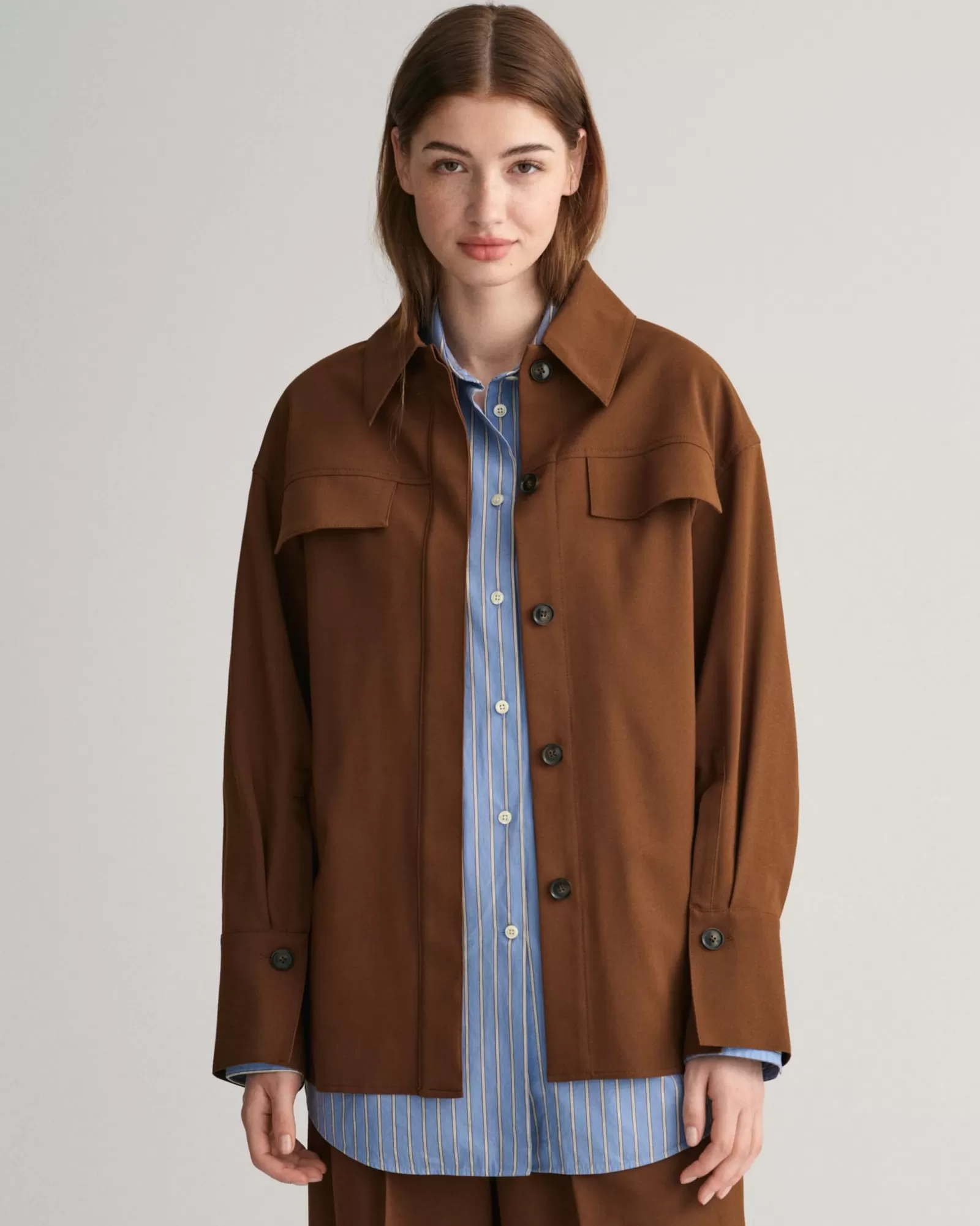 Women GANT Shirts*Relaxed Fit Overshirt CHOCOLATE BROWN