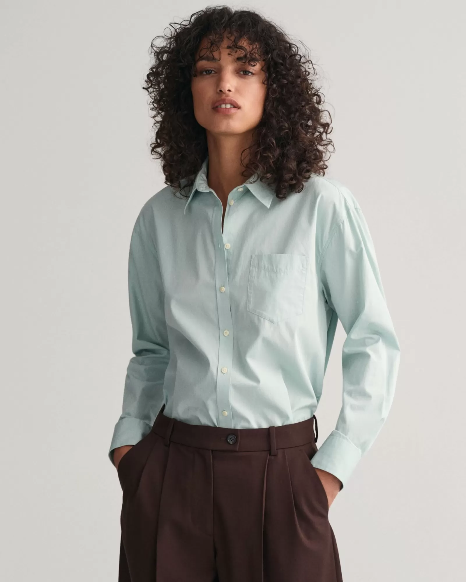 Women GANT Shirts*Relaxed Fit Poplin Shirt DUSTY TURQUOISE