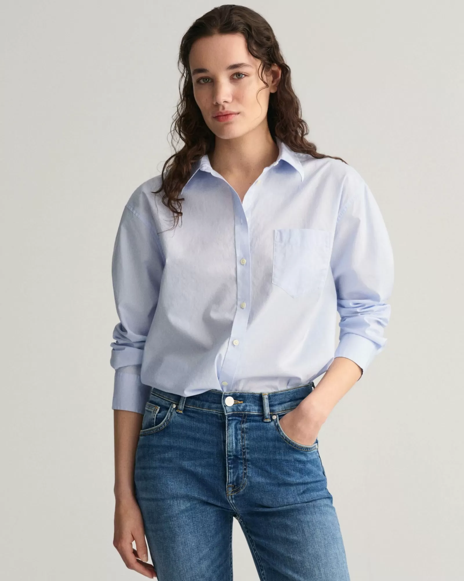 Women GANT Shirts*Relaxed Fit Poplin Shirt LIGHT BLUE