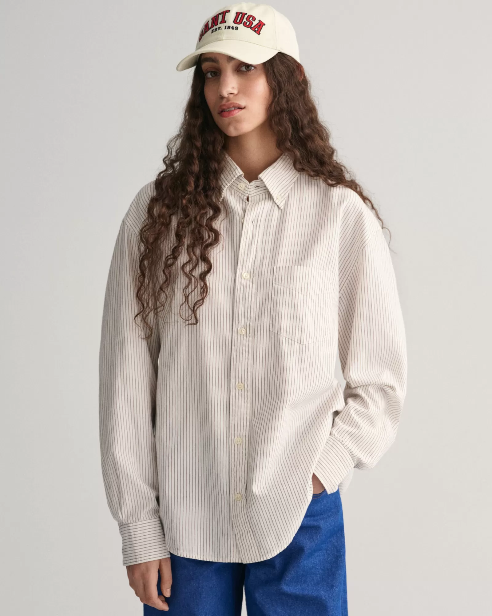 Women GANT Shirts*Relaxed Fit Striped Archive Oxford Shirt EGGSHELL