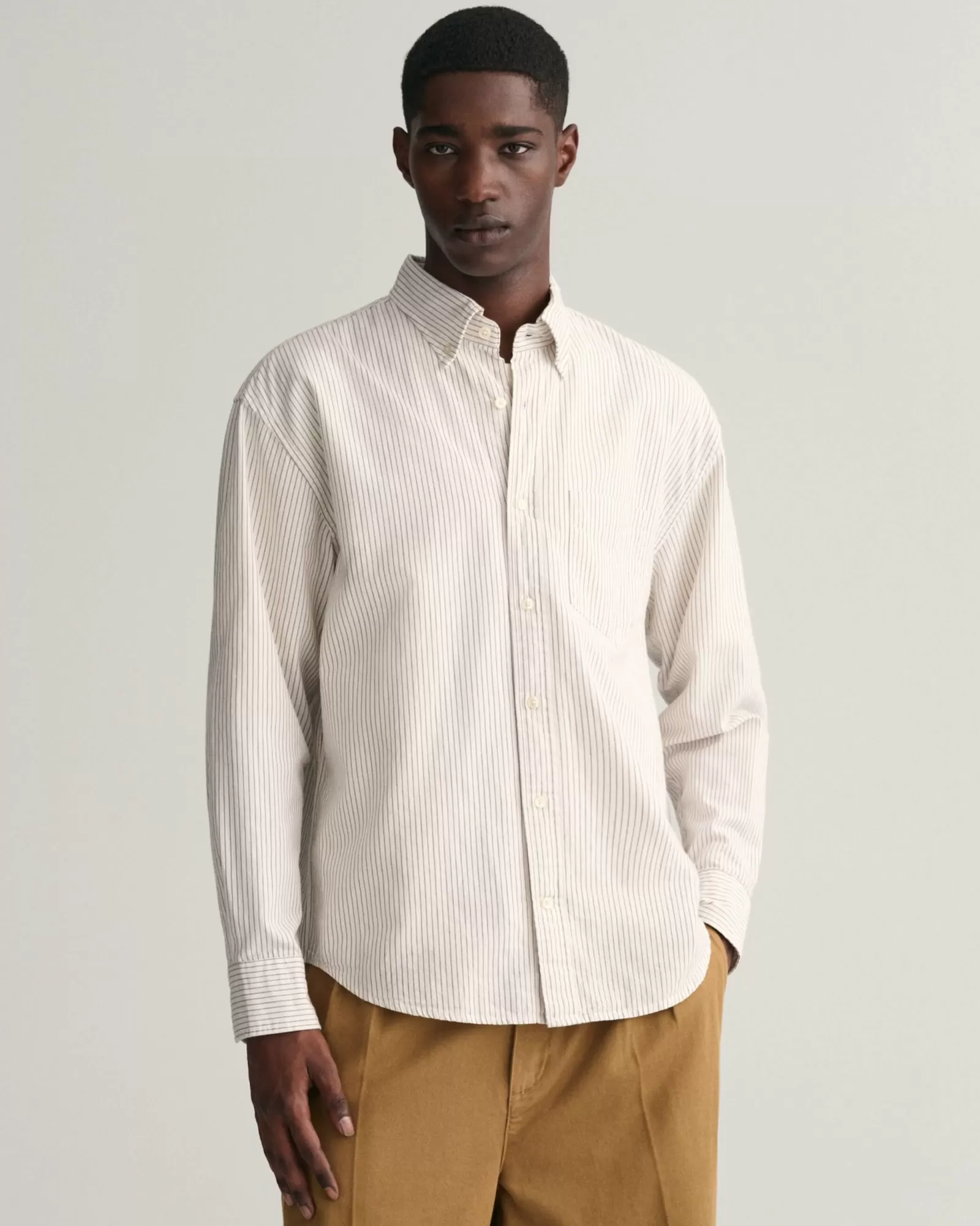 Men GANT Shirts*Relaxed Fit Striped Archive Oxford Shirt EGGSHELL