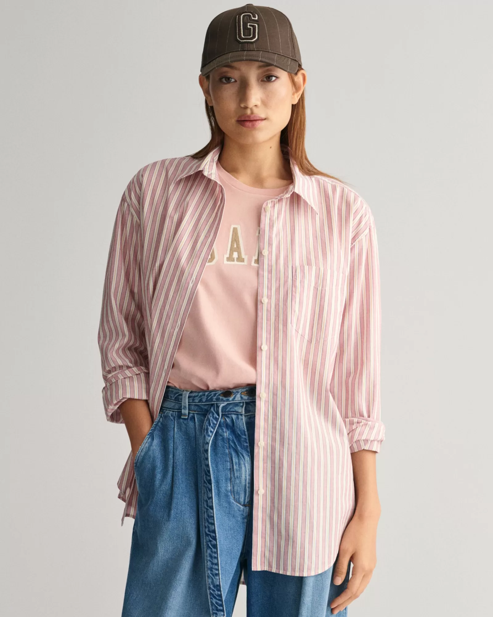 Women GANT Shirts*Relaxed Fit Striped Cotton Poplin Shirt DUSTY ROSE