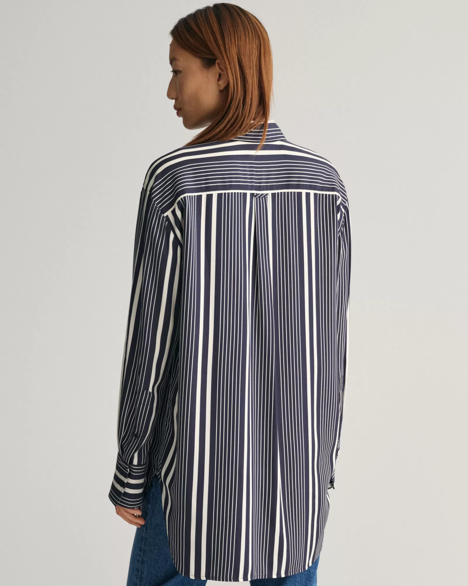 Women GANT Shirts*Relaxed Fit Striped Print Shirt EVENING BLUE