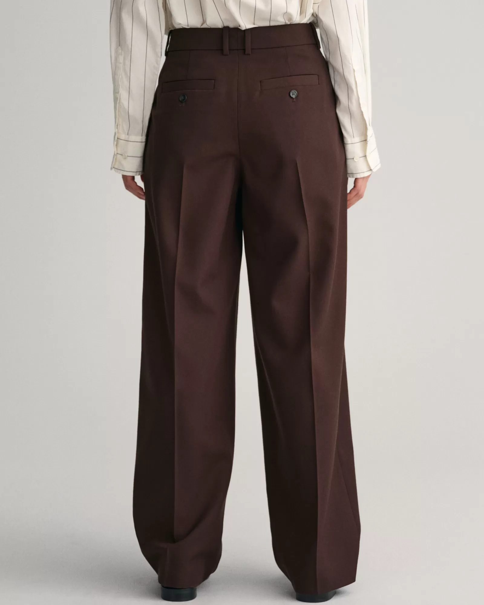 Women GANT Pants*Relaxed Fit Tapered Leg Wool Pants RICH BROWN