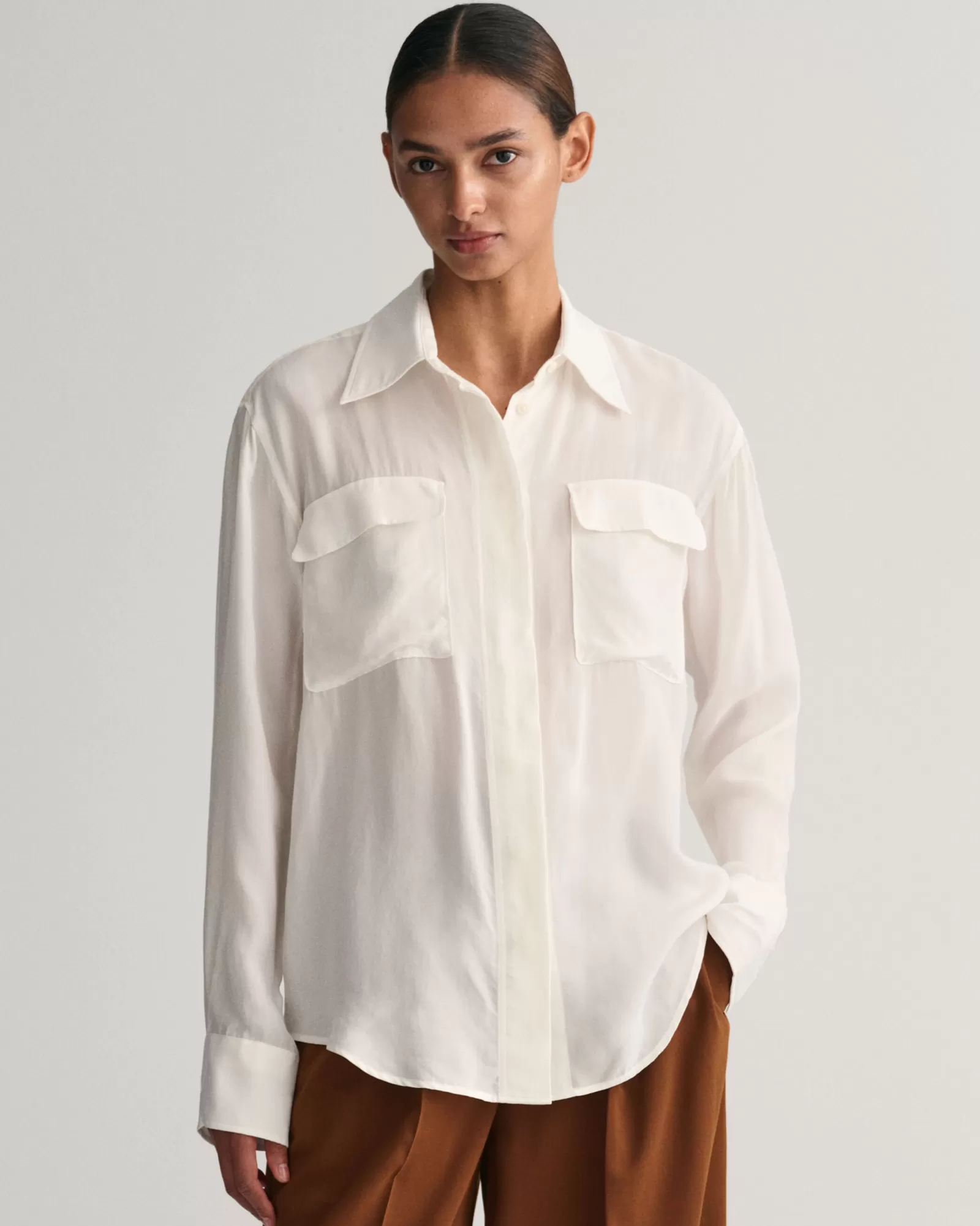 Women GANT Shirts*Relaxed Fit Utility Shirt EGGSHELL