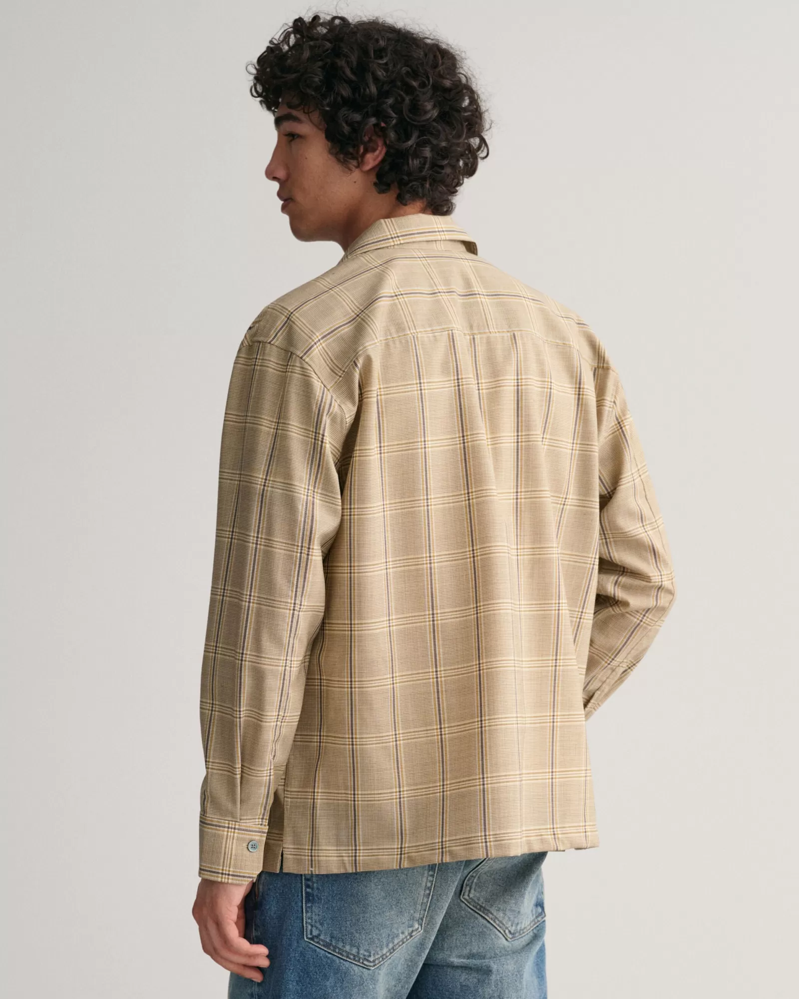 Men GANT Shirts*Relaxed Fit Wool Checked Shirt CREAM