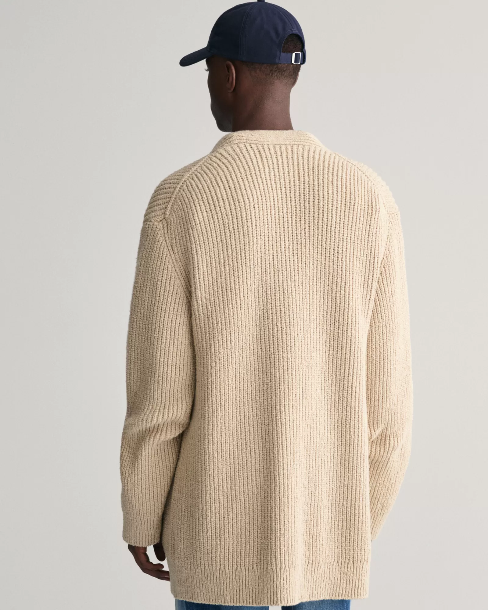 Men GANT Knitwear*Ribbed Bouclé Cardigan DRY SAND