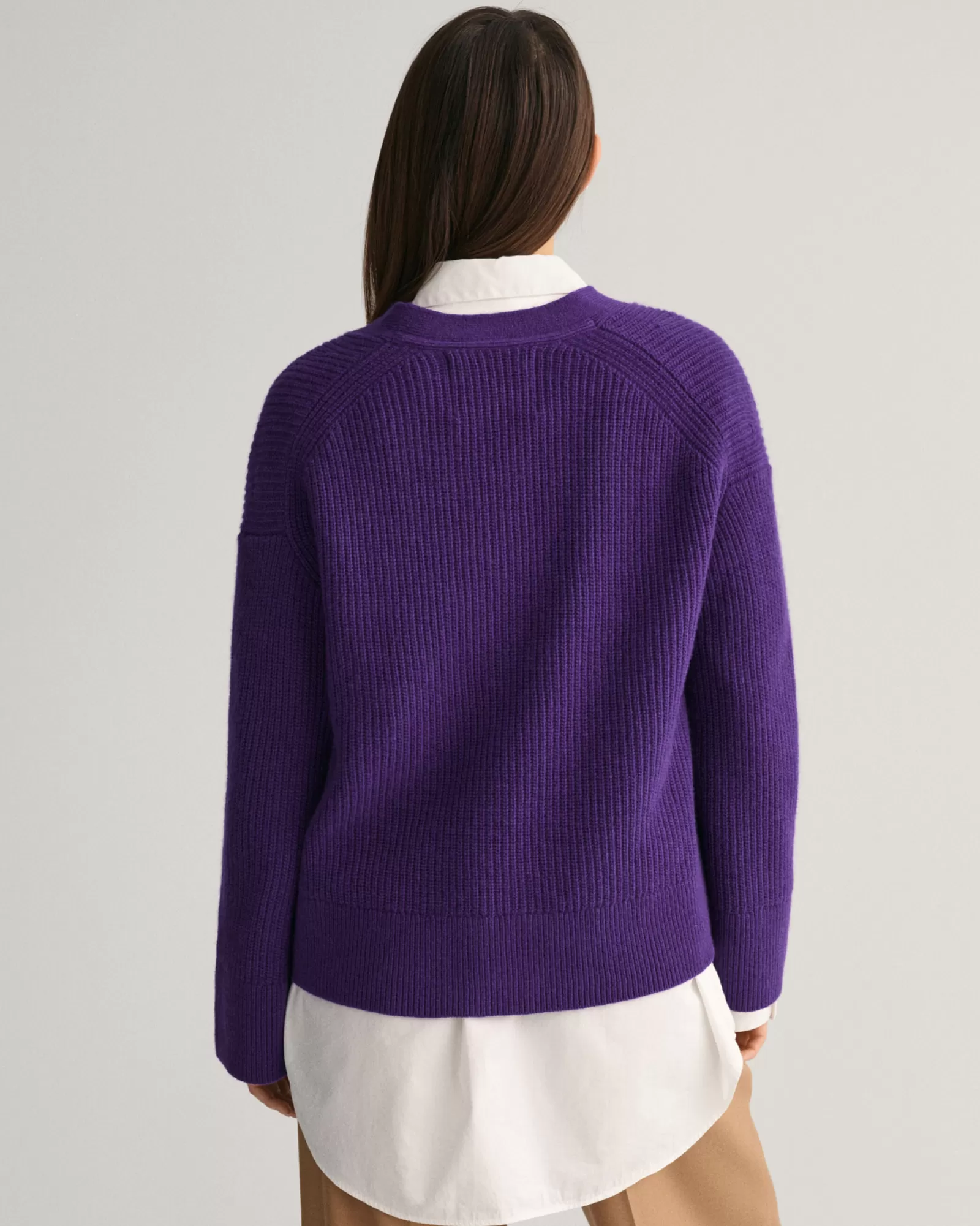 Women GANT Knitwear*Ribbed Wool Cardigan PANSY PURPLE