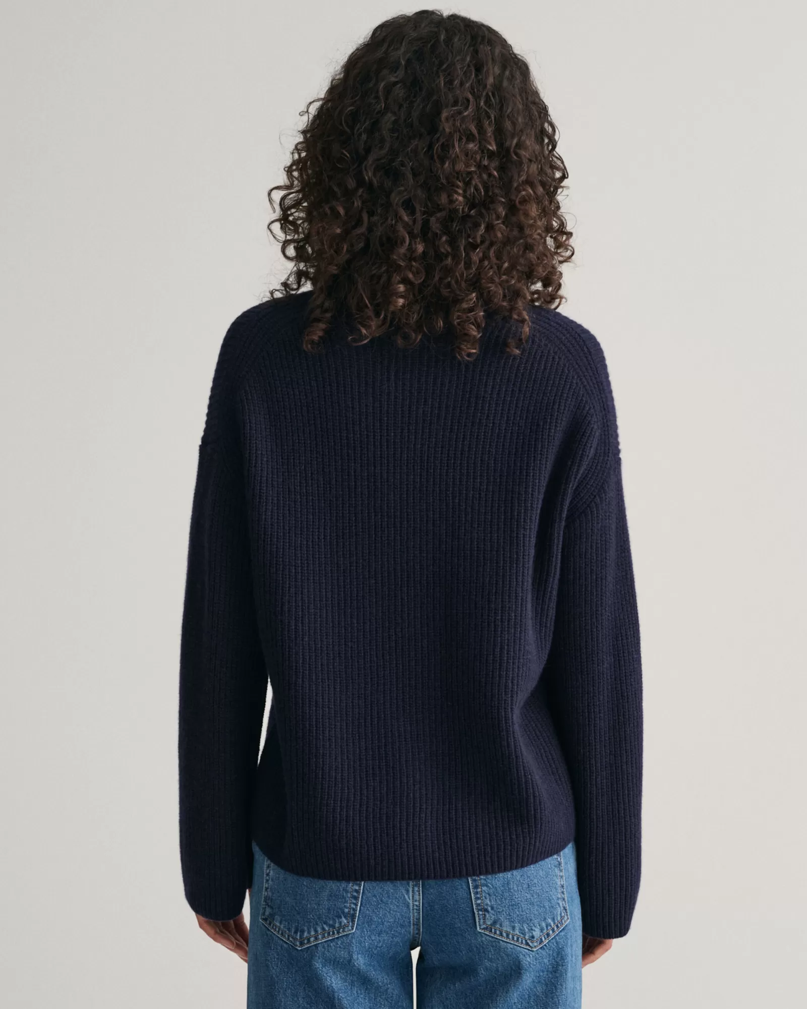 Women GANT Knitwear*Ribbed Wool Stand Collar Sweater EVENING BLUE