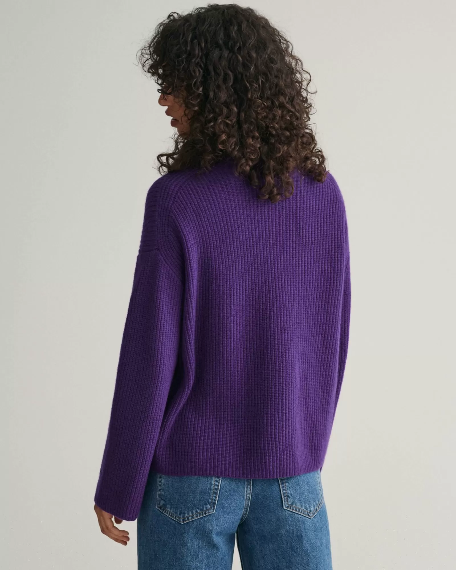 Women GANT Knitwear*Ribbed Wool Stand Collar Sweater PANSY PURPLE