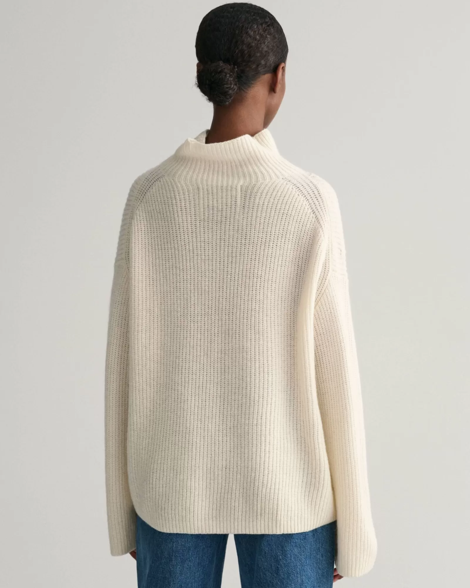 Women GANT Knitwear*Ribbed Wool Stand Collar Sweater CREAM