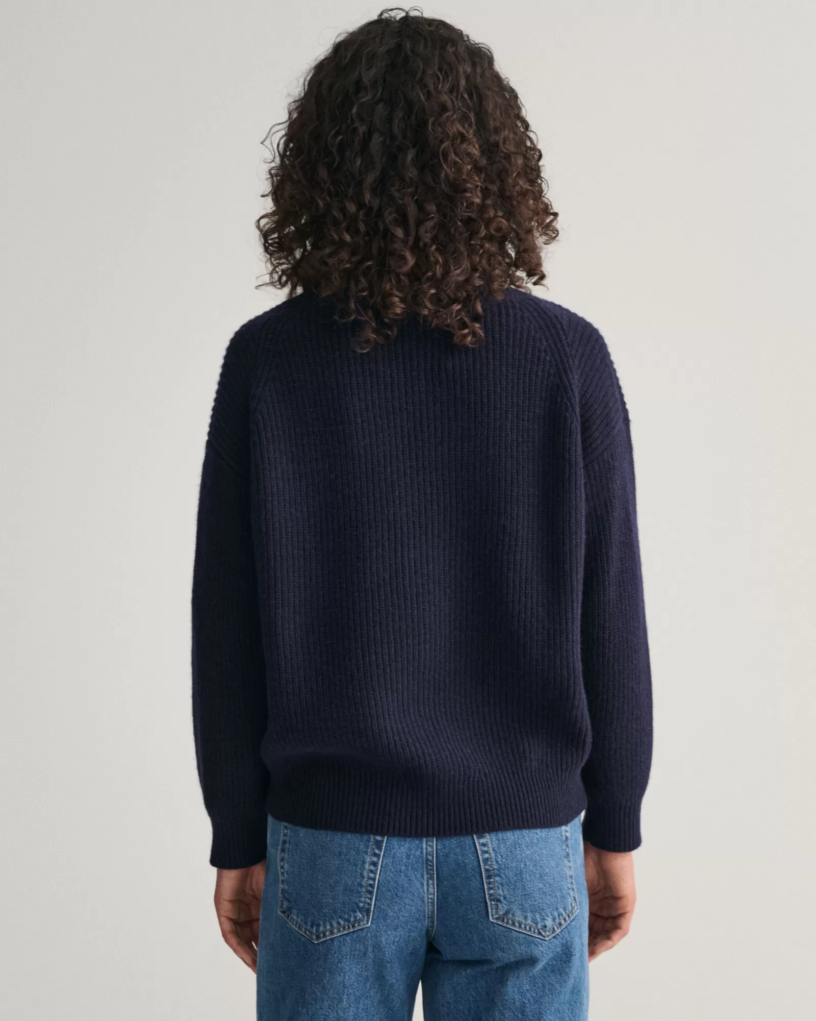 Women GANT Knitwear*Ribbed Wool V-Neck Sweater EVENING BLUE