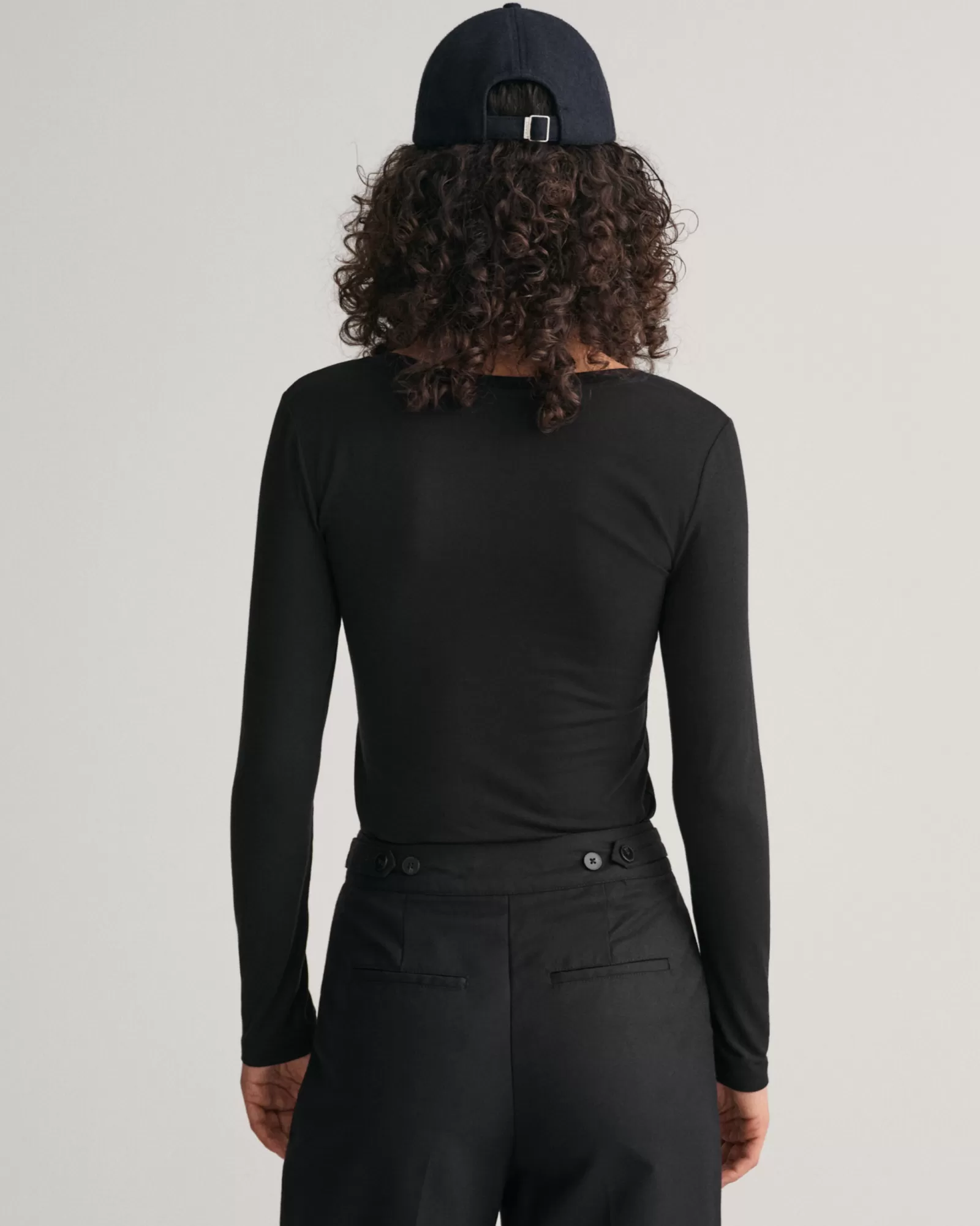 Women GANT T-Shirts & Tops*Scoop Neck Long Sleeve Top BLACK