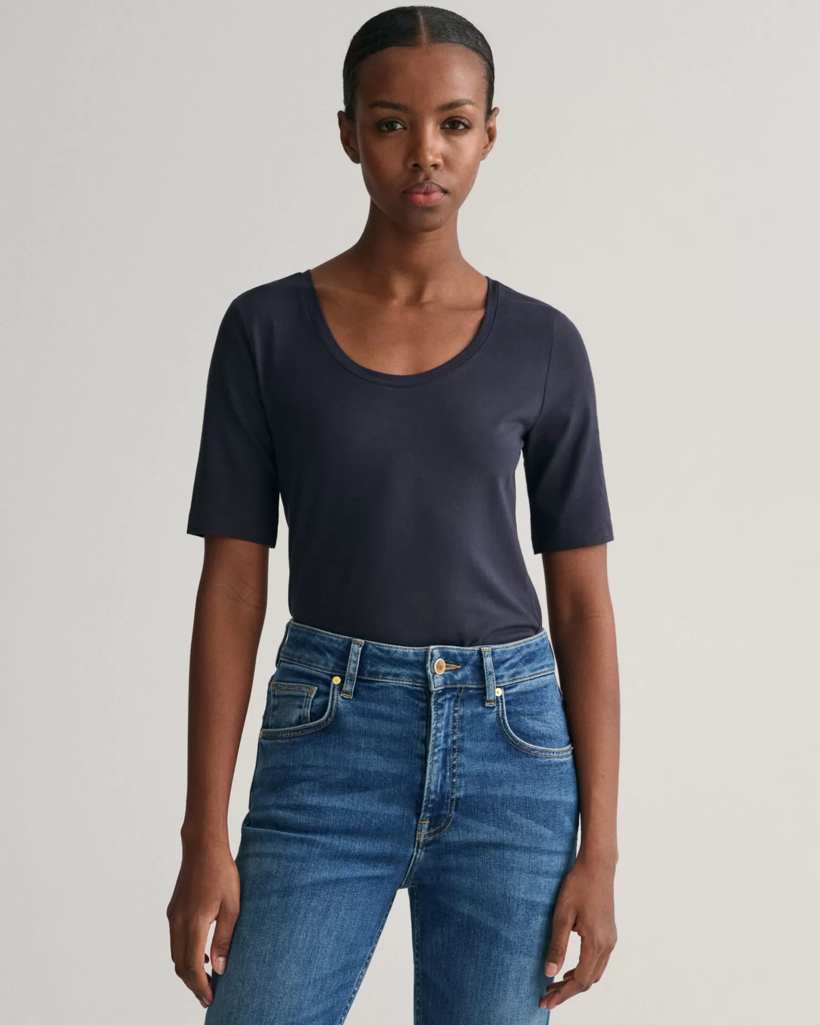 Women GANT T-Shirts & Tops*Scoop Neck Top EVENING BLUE