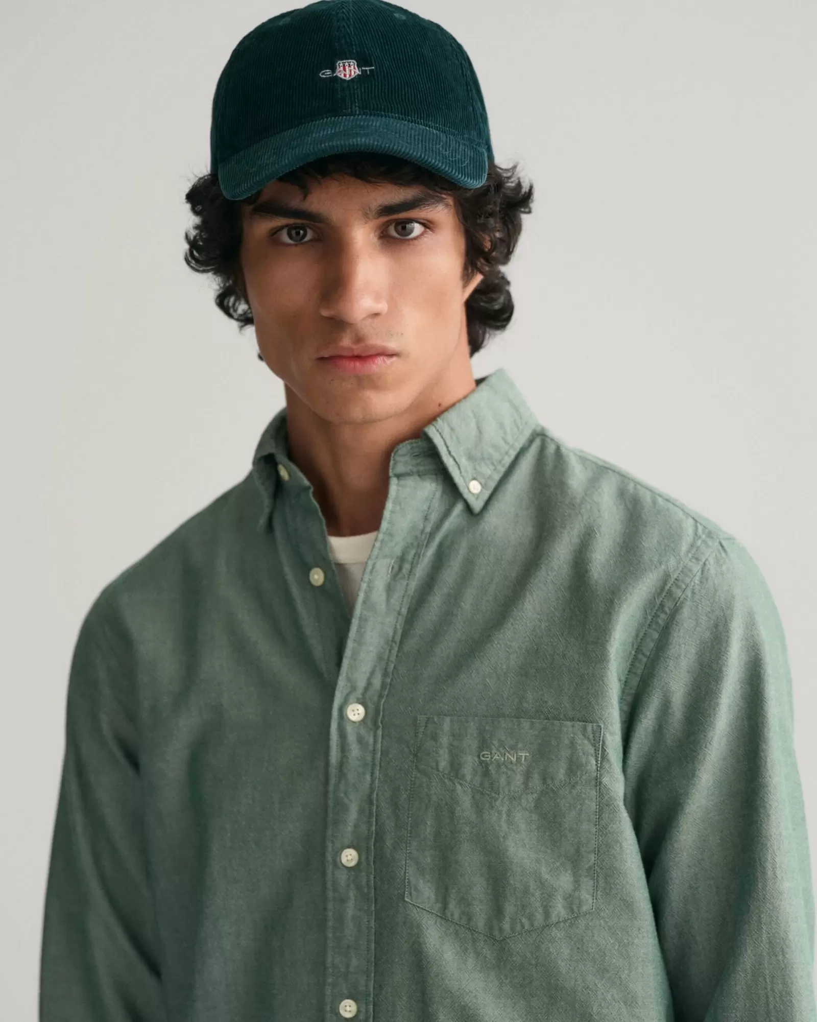 Men GANT Caps*Shield Corduroy Cap TARTAN GREEN