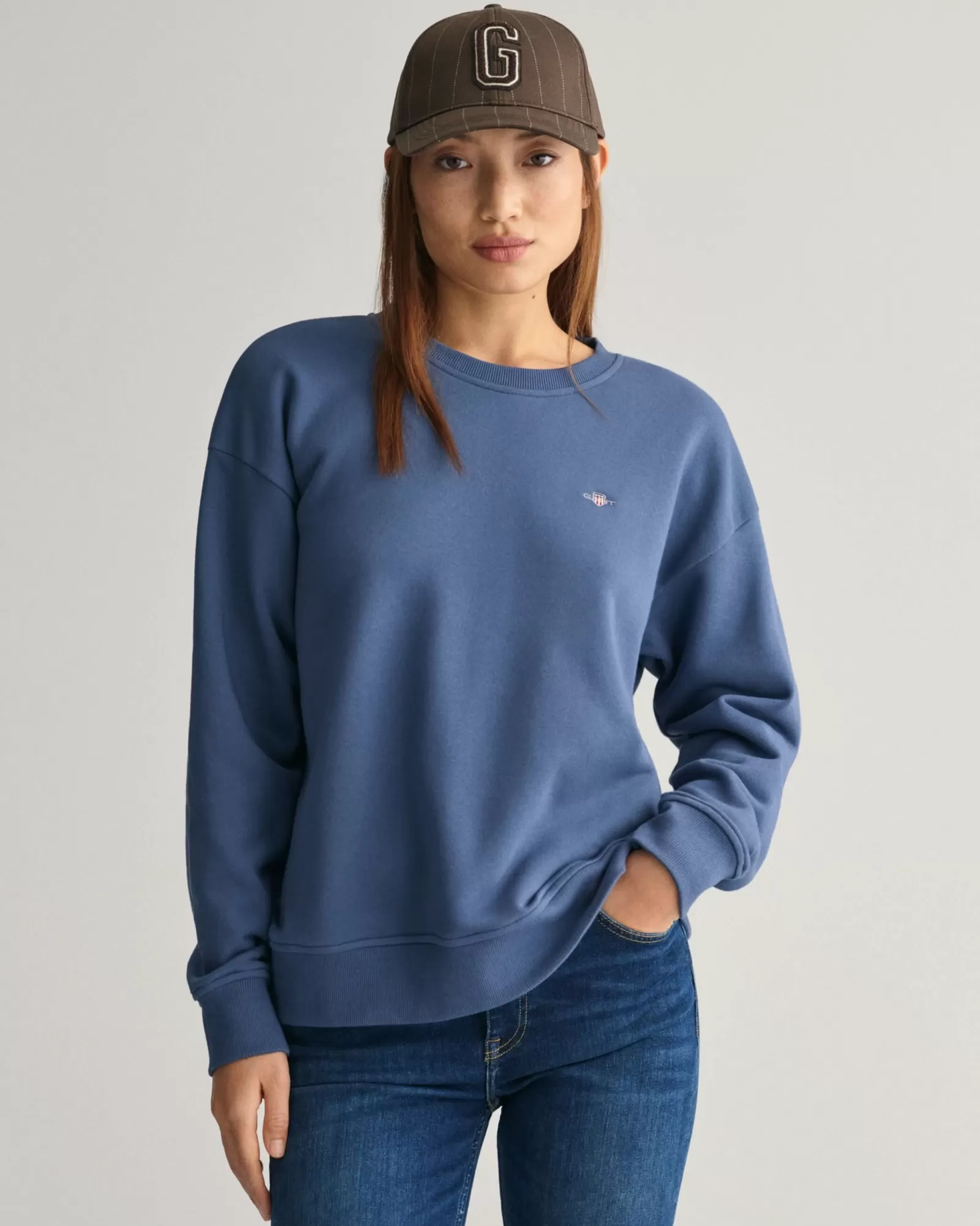 Women GANT Sweatshirts & Hoodies*Shield Crew Neck Sweatshirt DUSTY BLUE SEA