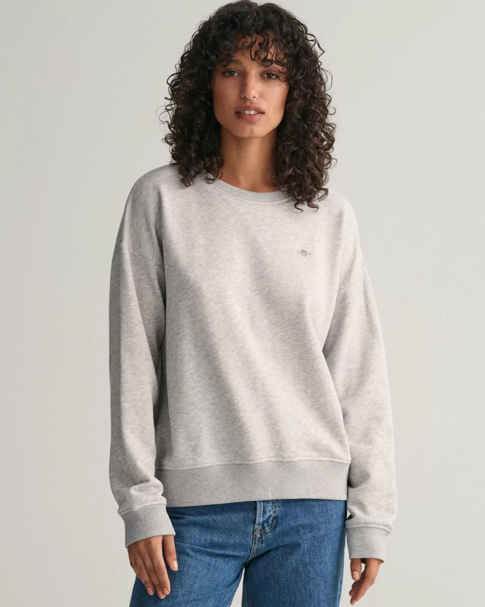 Women GANT Sweatshirts & Hoodies*Shield Crew Neck Sweatshirt LIGHT GREY MELANGE