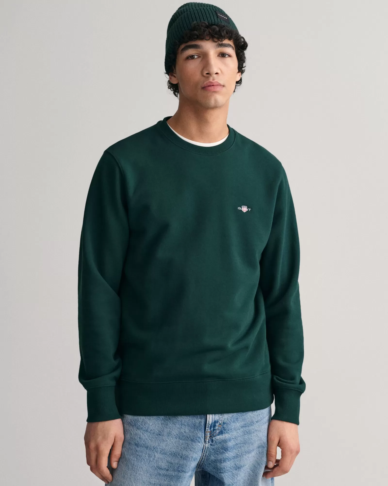 Men GANT Sweatshirts & Hoodies*Shield Crew Neck Sweatshirt TARTAN GREEN