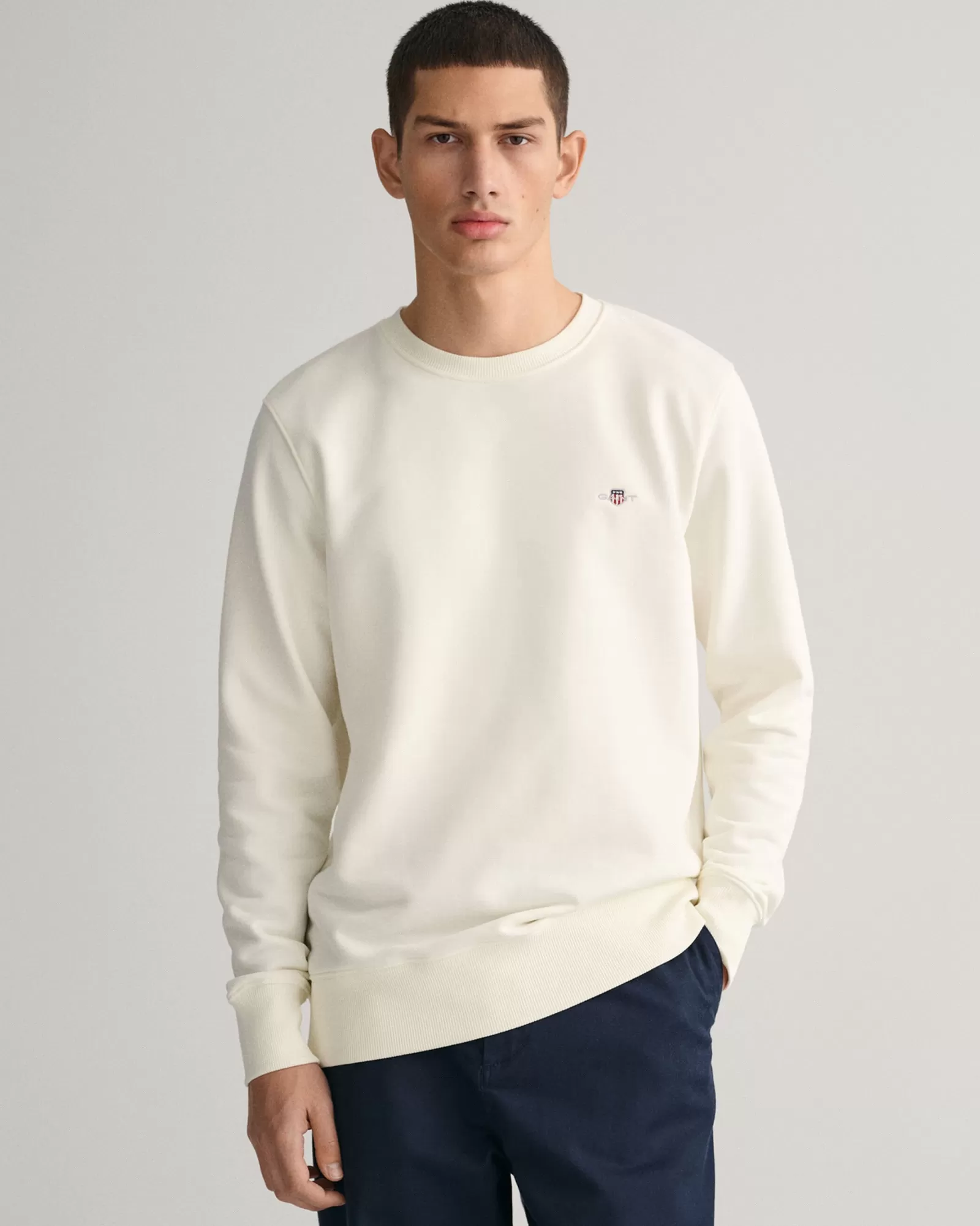 Men GANT Sweatshirts & Hoodies*Shield Crew Neck Sweatshirt EGGSHELL