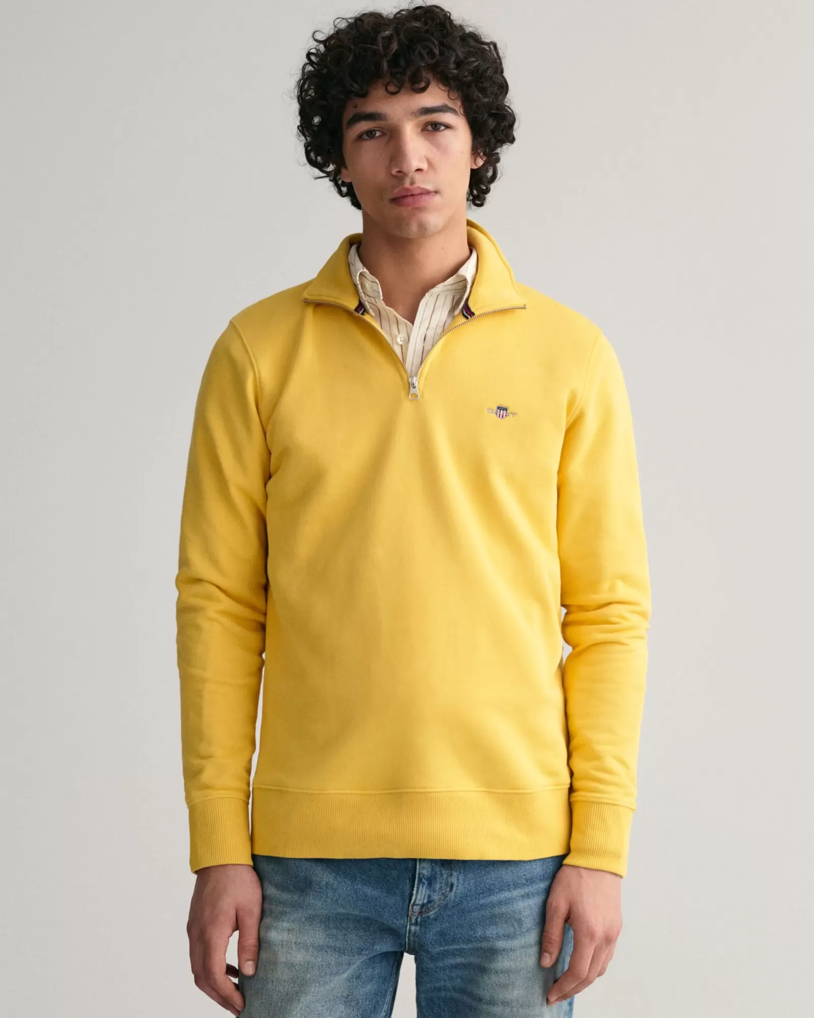 Men GANT Sweatshirts & Hoodies*Shield Half-Zip Sweatshirt PARCHMENT YELLOW