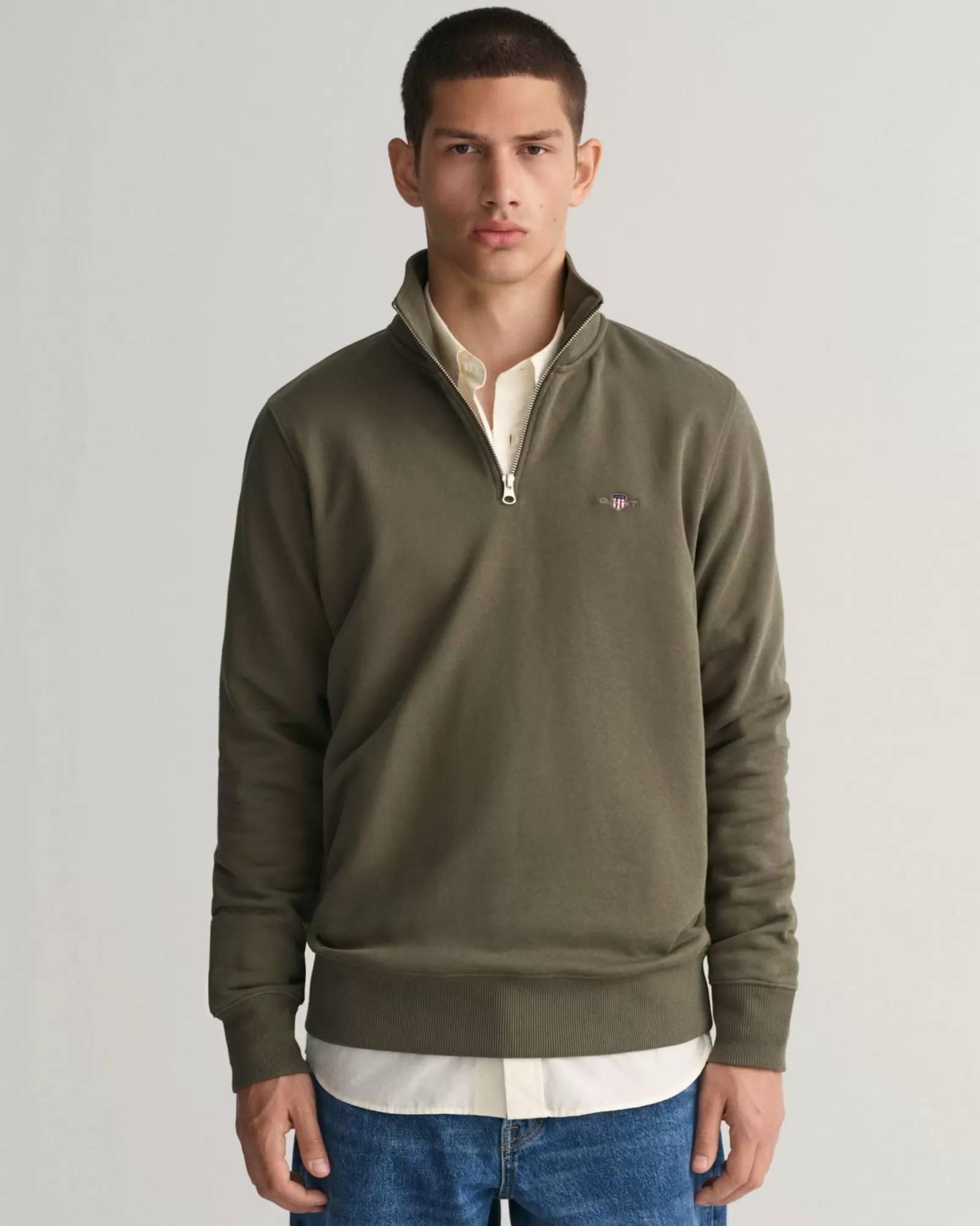 Men GANT Sweatshirts & Hoodies*Shield Half-Zip Sweatshirt RACING GREEN