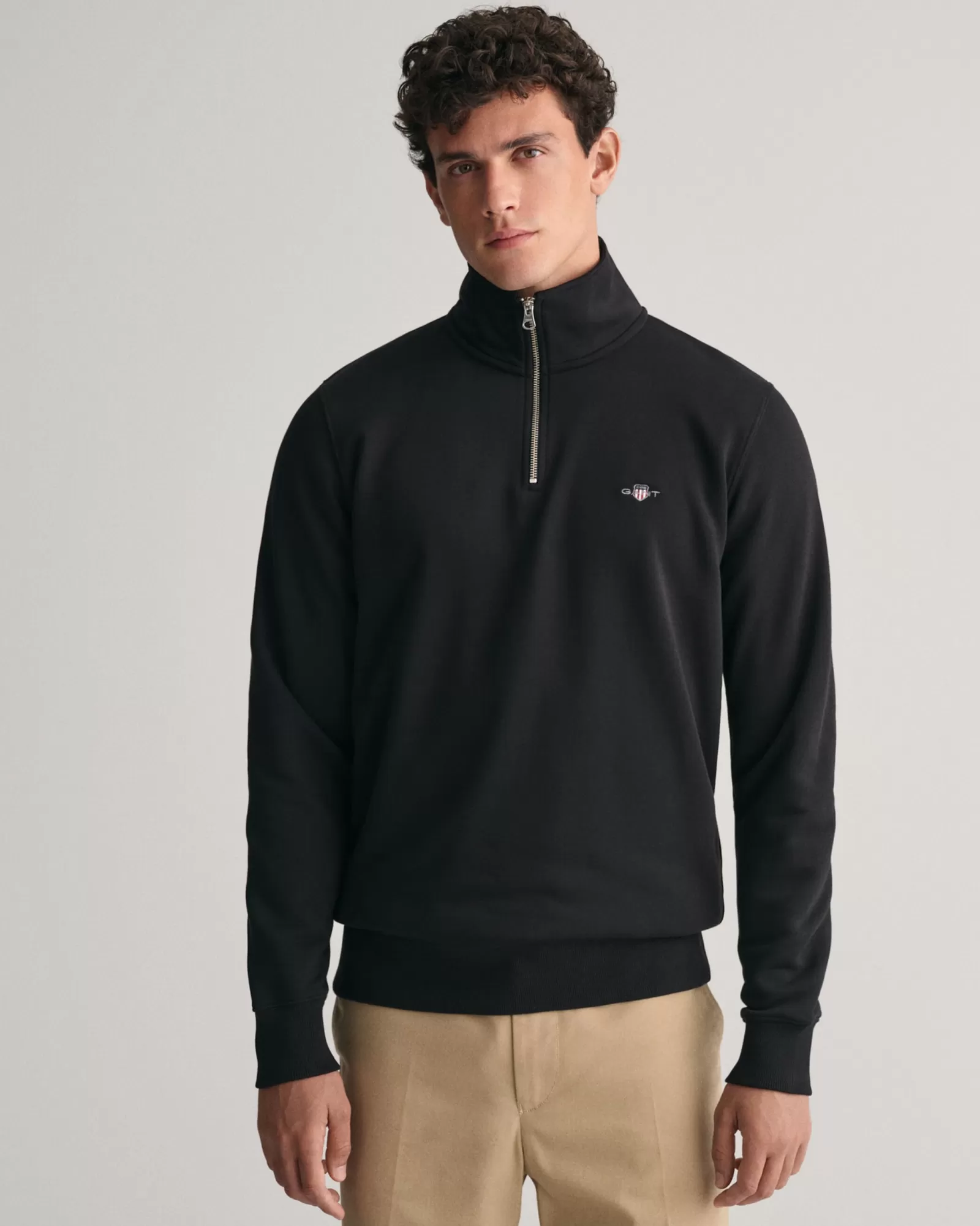 Men GANT Sweatshirts & Hoodies*Shield Half-Zip Sweatshirt BLACK