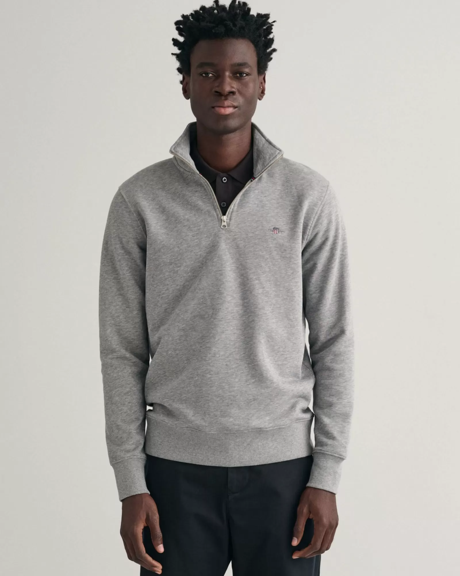 Men GANT Sweatshirts & Hoodies*Shield Half-Zip Sweatshirt GREY MELANGE