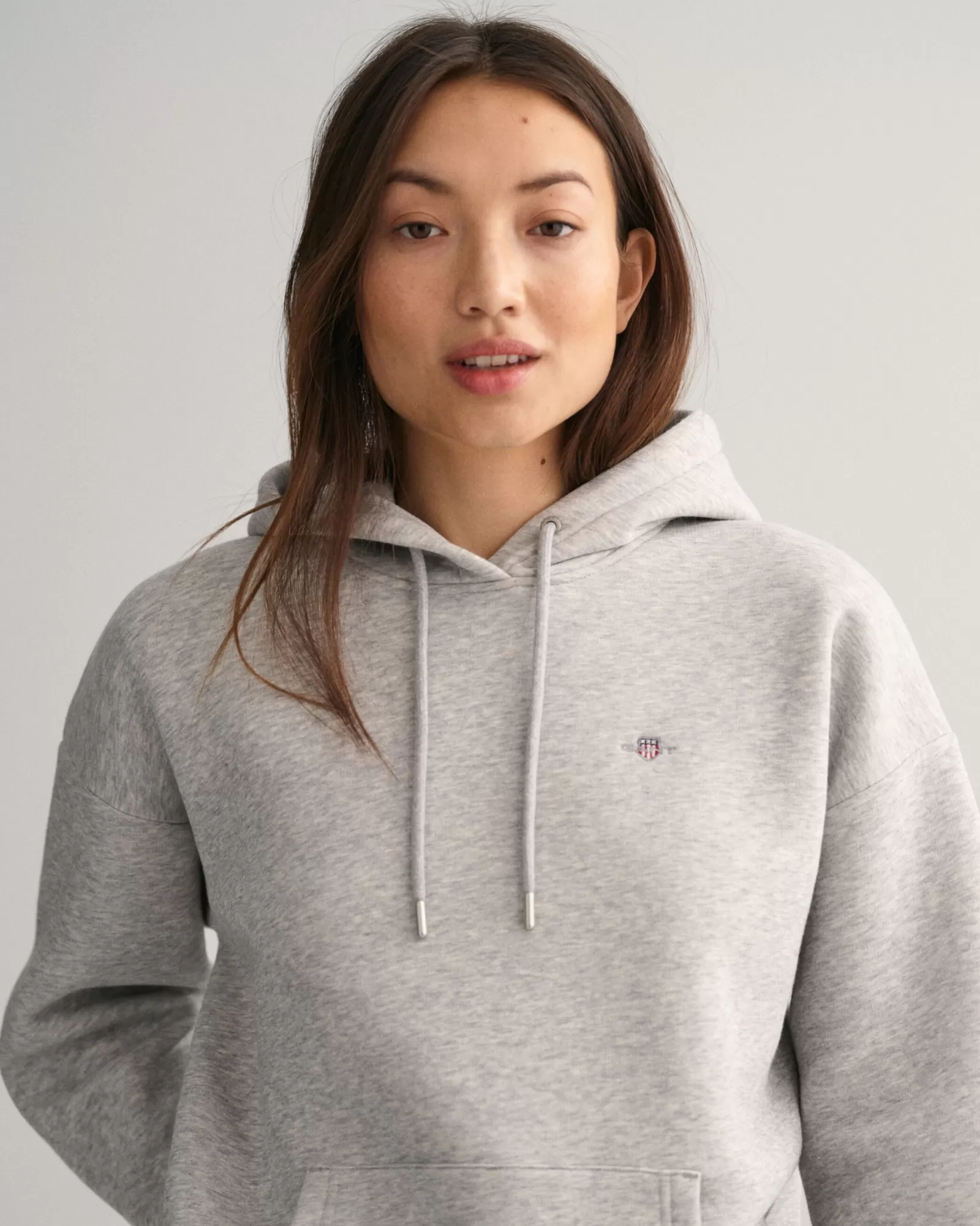 Women GANT Sweatshirts & Hoodies*Shield Hoodie LIGHT GREY MELANGE