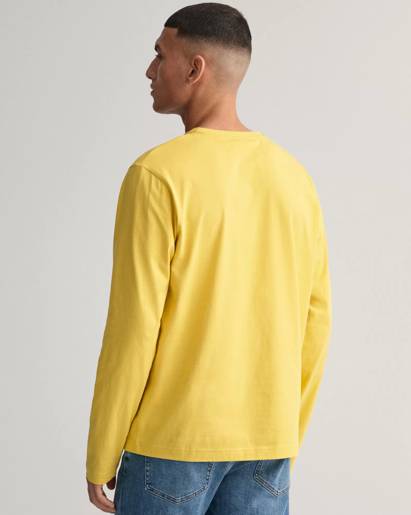 Men GANT T-Shirts*Shield Long Sleeve T-Shirt PARCHMENT YELLOW