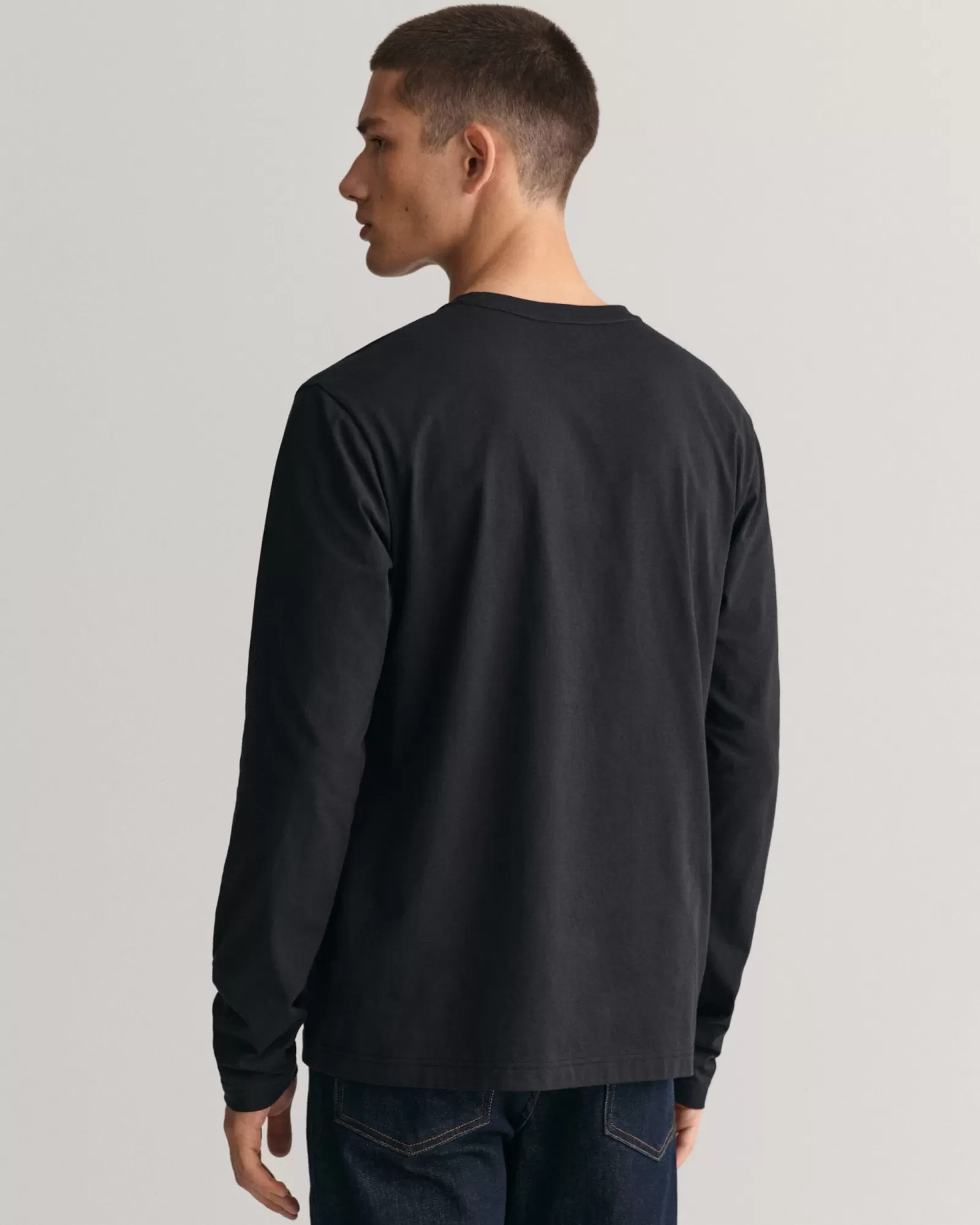 Men GANT T-Shirts*Shield Long Sleeve T-Shirt BLACK