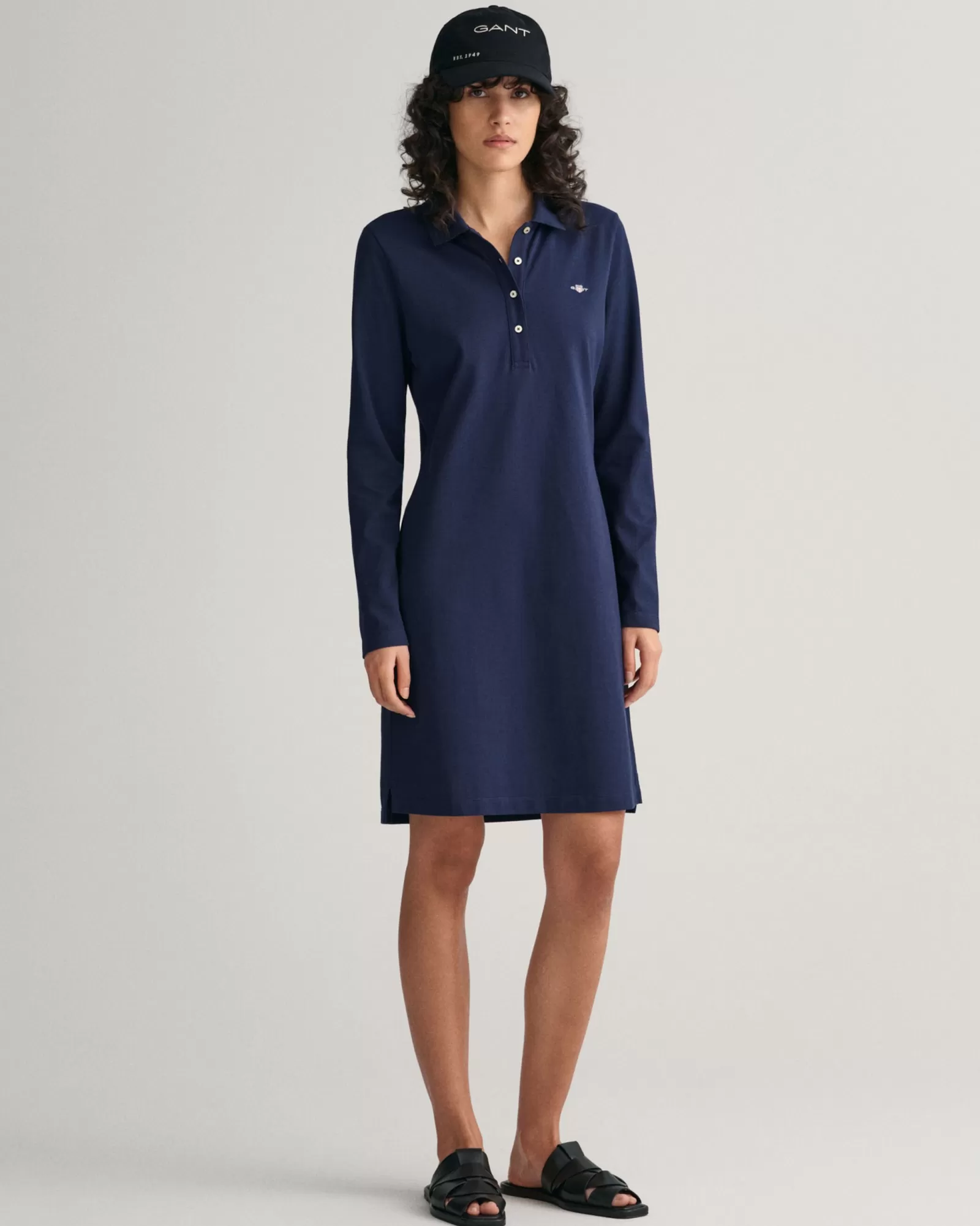 Women GANT Dresses*Shield Piqué Long Sleeve Dress EVENING BLUE