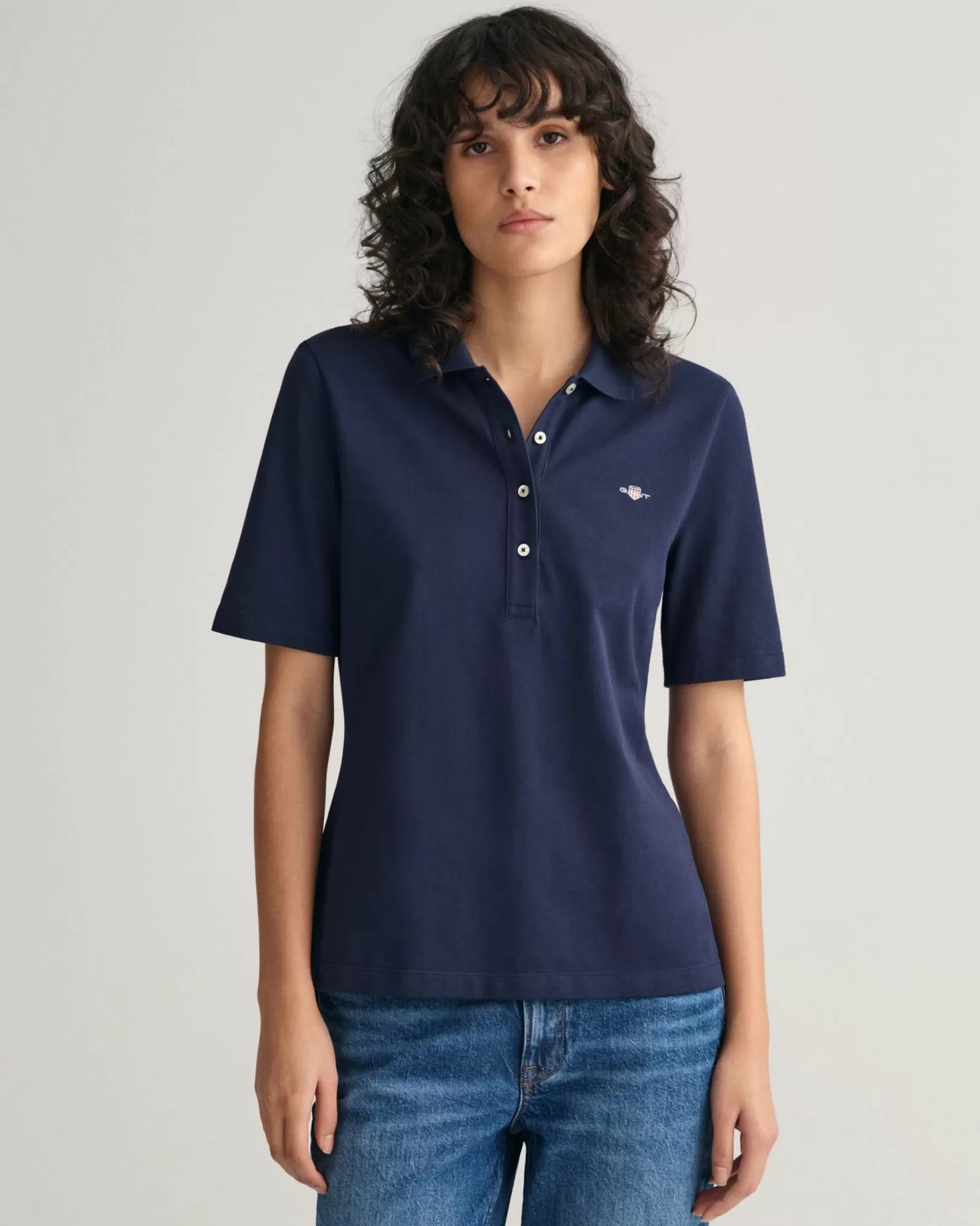 Women GANT Polos & Ruggers*Shield Piqué Polo Shirt EVENING BLUE