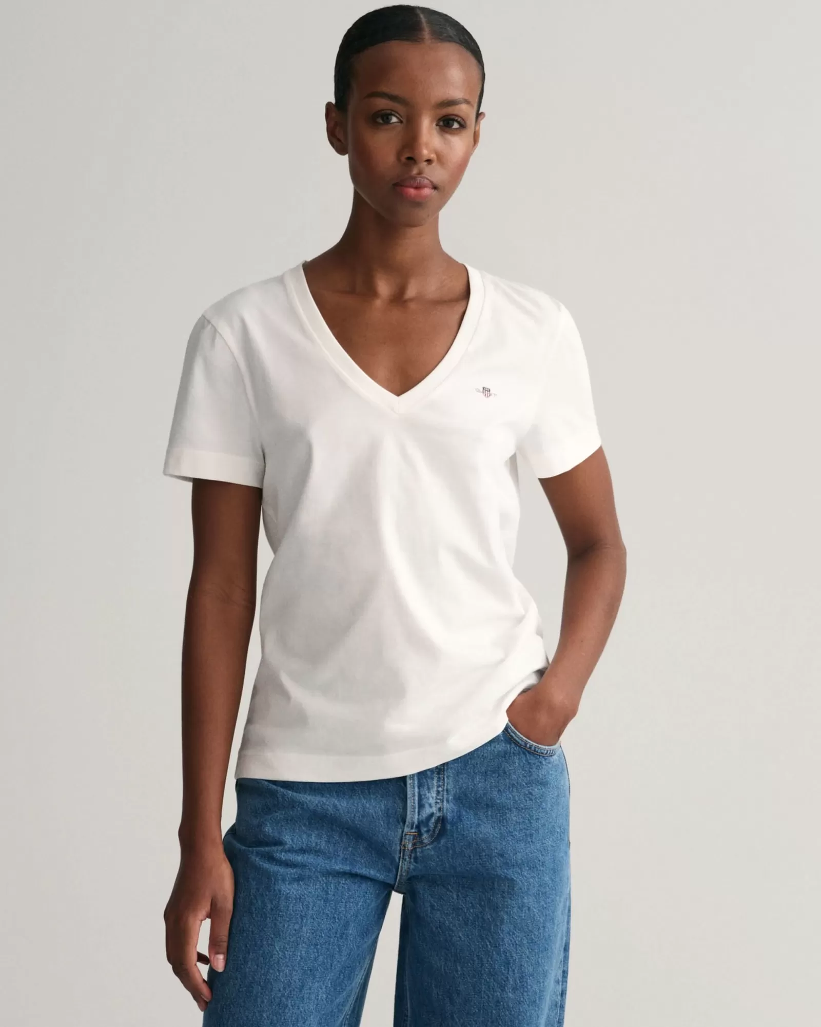 Women GANT T-Shirts & Tops*Shield V-Neck T-Shirt WHITE