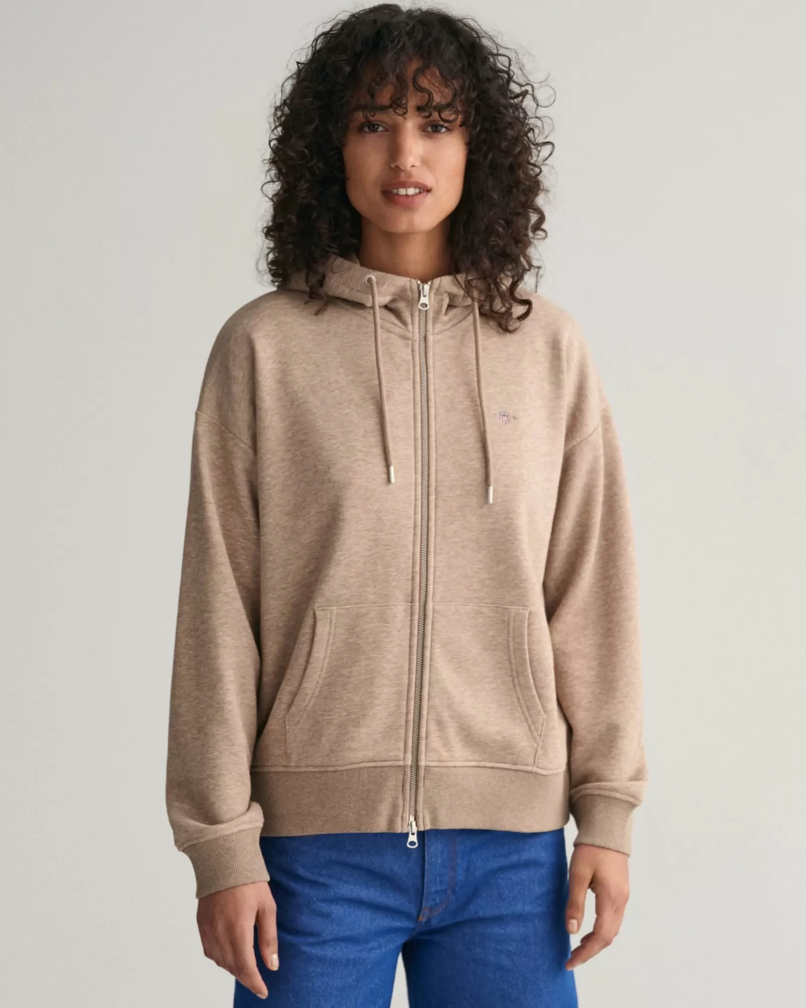 Women GANT Sweatshirts & Hoodies*Shield Zip Hoodie DESERT BROWN