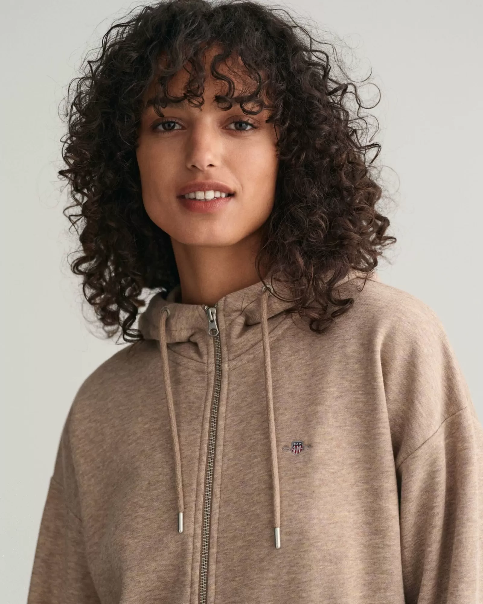 Women GANT Sweatshirts & Hoodies*Shield Zip Hoodie DESERT BROWN