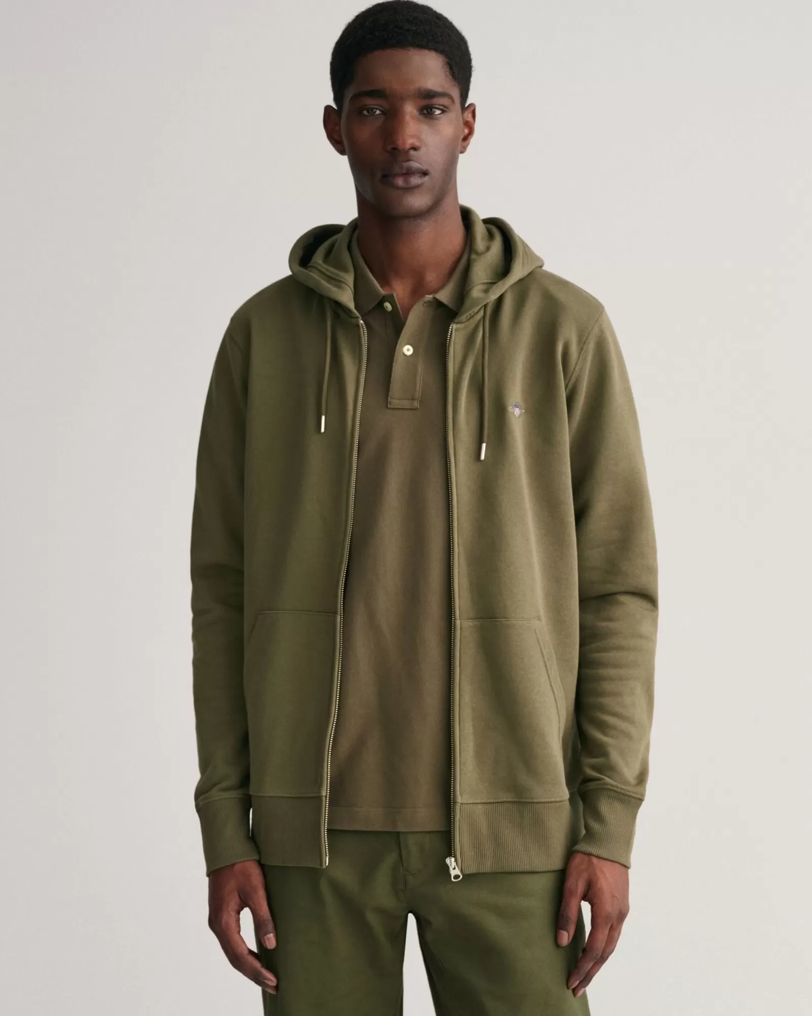 Men GANT Sweatshirts & Hoodies*Shield Zip Hoodie RACING GREEN