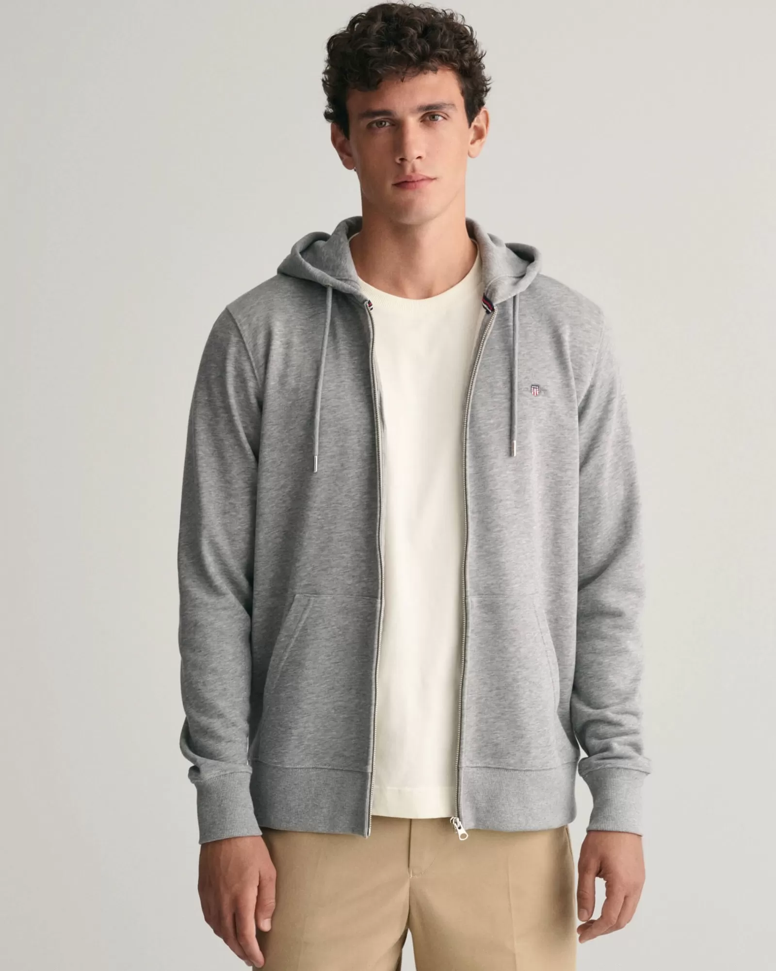 Men GANT Sweatshirts & Hoodies*Shield Zip Hoodie GREY MELANGE