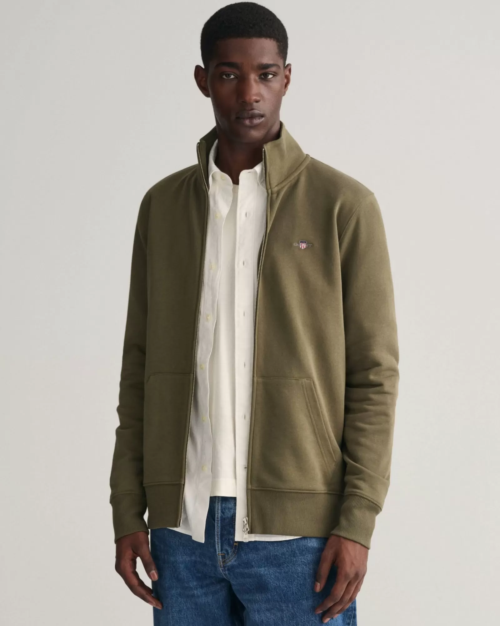 Men GANT Sweatshirts & Hoodies*Shield Zip Sweatshirt JUNIPER GREEN