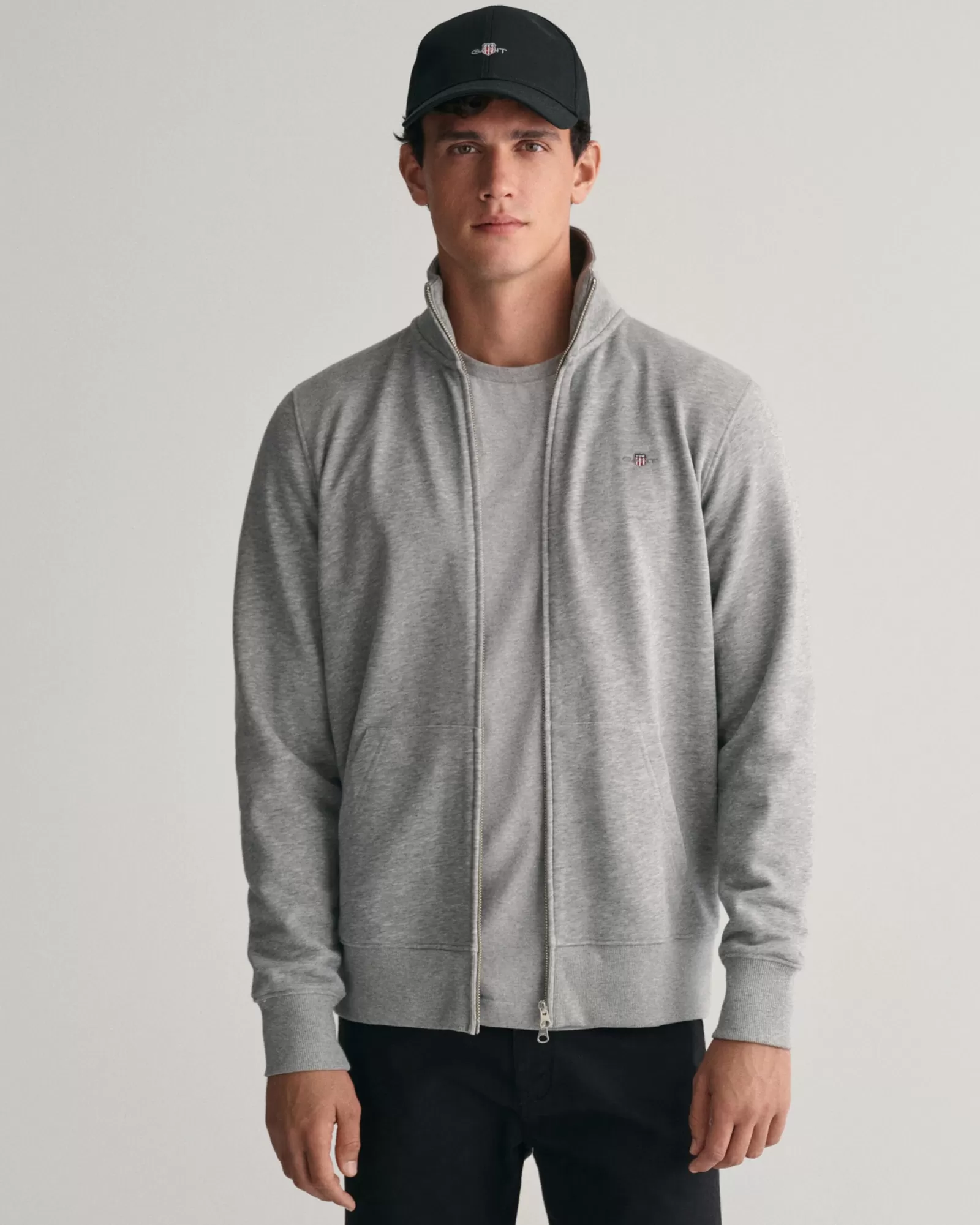 Men GANT Sweatshirts & Hoodies*Shield Zip Sweatshirt GREY MELANGE