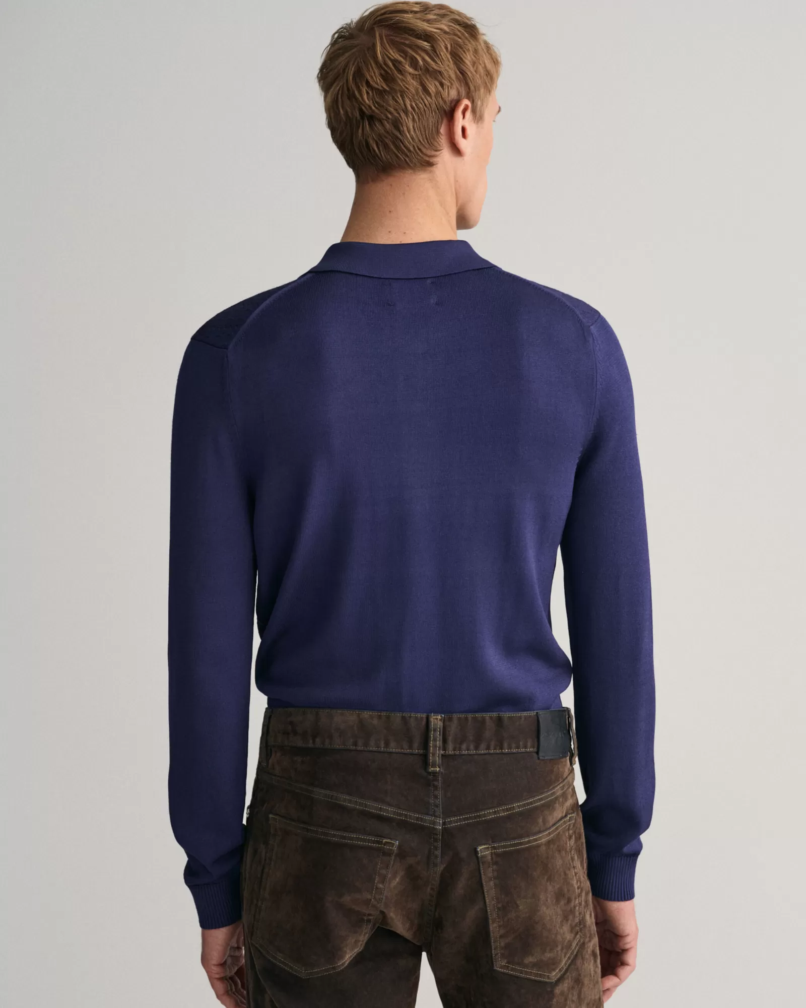 Men GANT Knitwear*Shiny Viscose Polo Sweater RICH NAVY