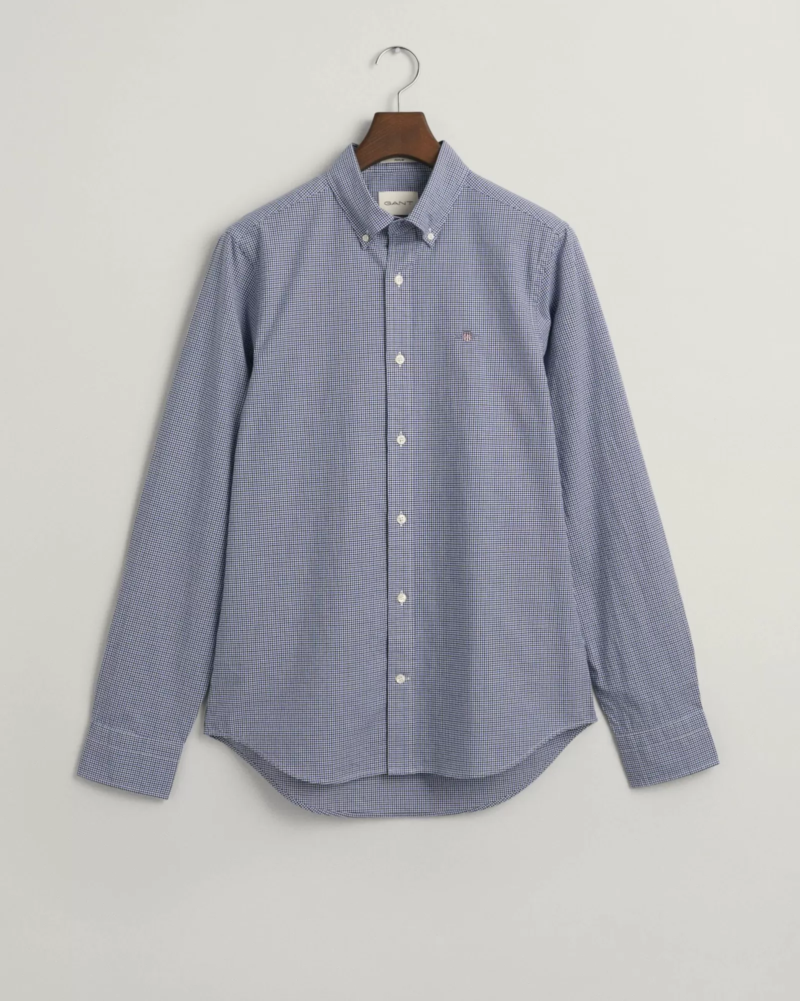 Men GANT Shirts*Slim Fit Micro Checked Poplin Shirt COLLEGE BLUE