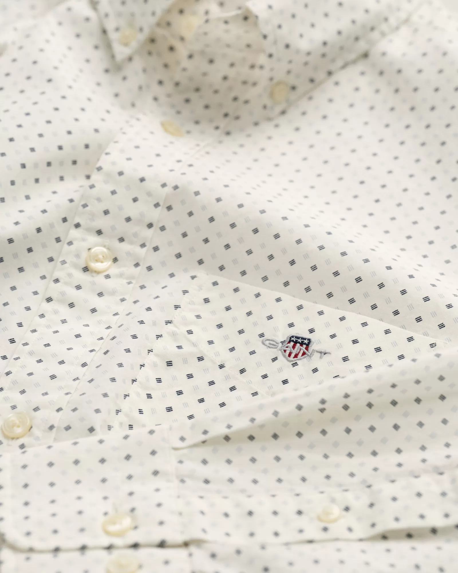 Men GANT Shirts*Slim Fit Micro Print Shirt EGGSHELL